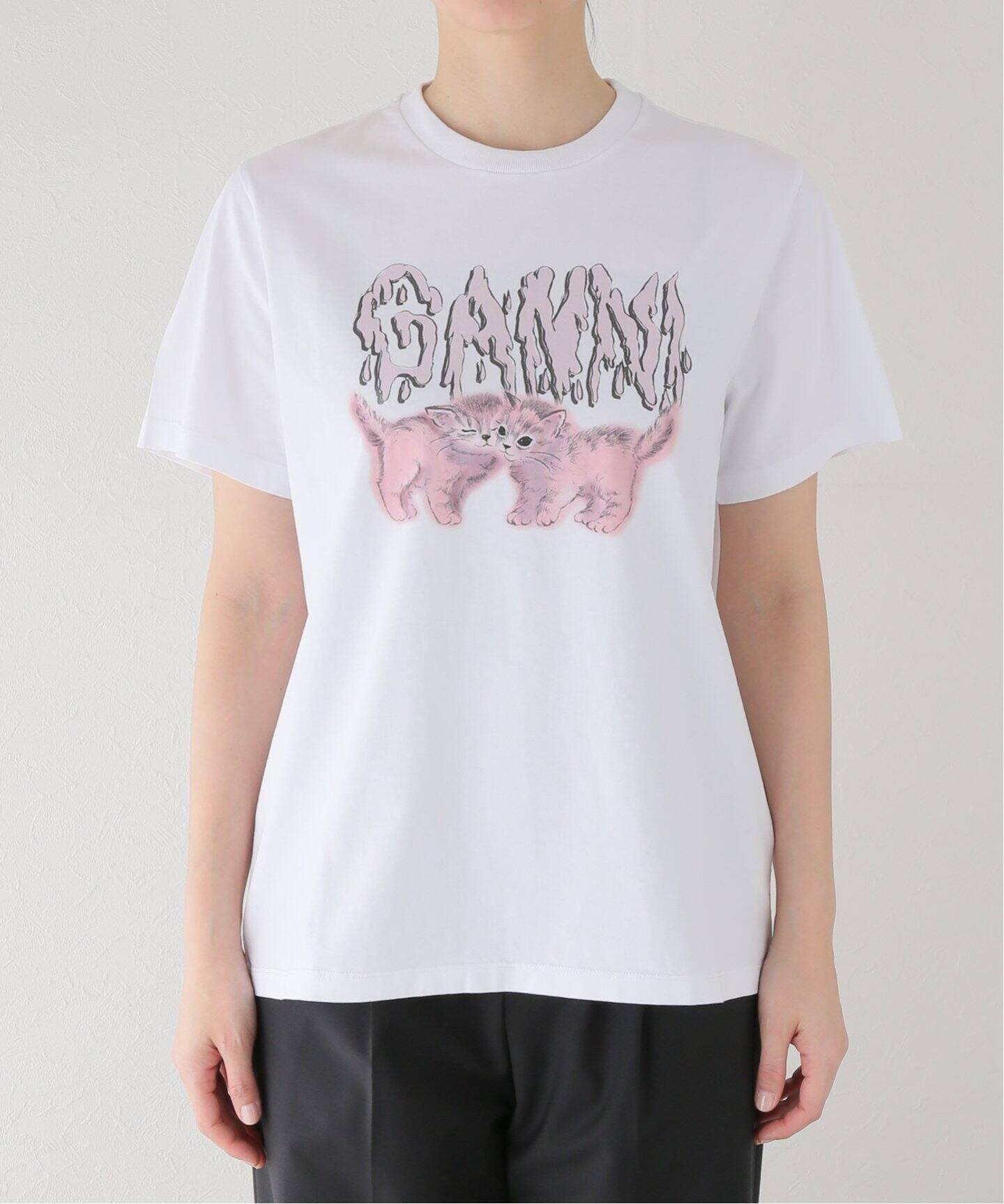 GANNI / ガニー】Basic Jersey Cats Relaxed T-shirt：Tシャツ（T 