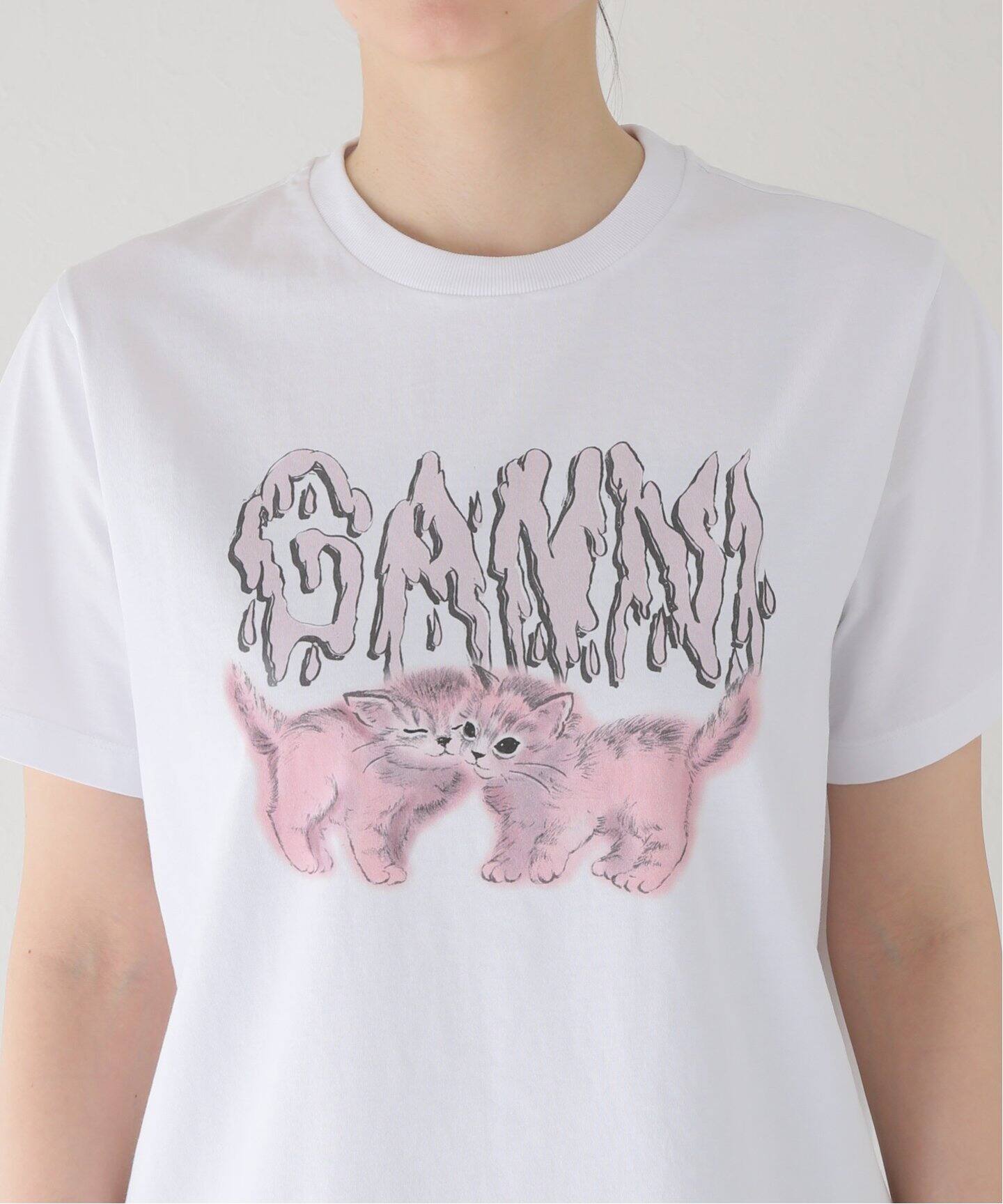 GANNI / ガニー】Basic Jersey Cats Relaxed T-shirt：Tシャツ（T 