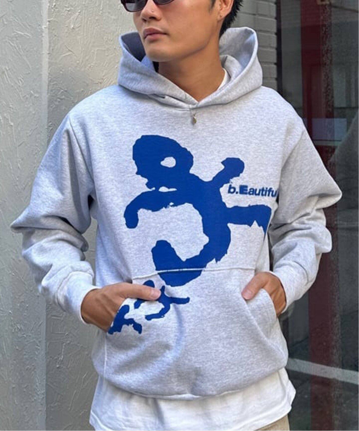 b.Eautiful/ビューティフル】Runner Hoodie：裏起毛パーカー（パーカー 