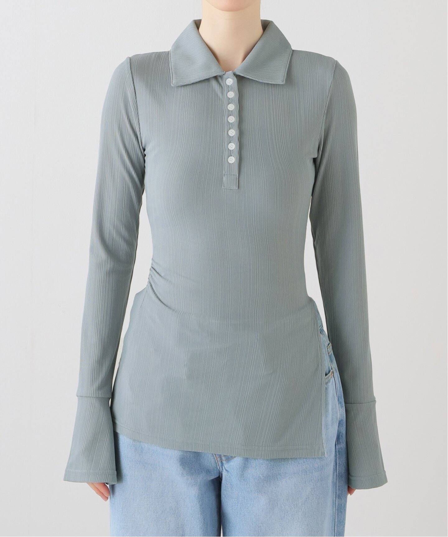 SCULPTOR/スカルプター】 Button Down Bell Sleeve Tee：ロンT（T 