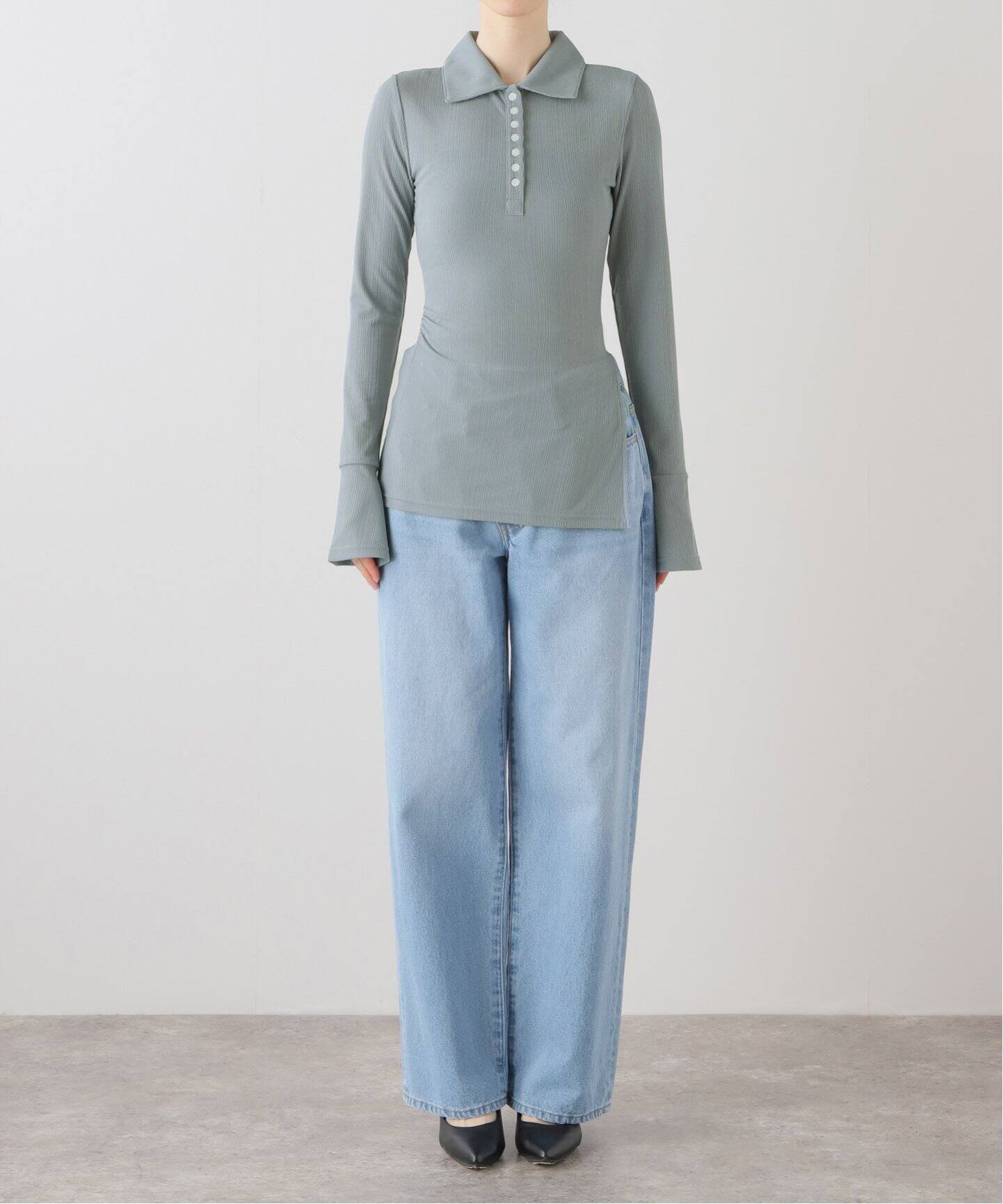 SCULPTOR/スカルプター】 Button Down Bell Sleeve Tee：ロンT（T 