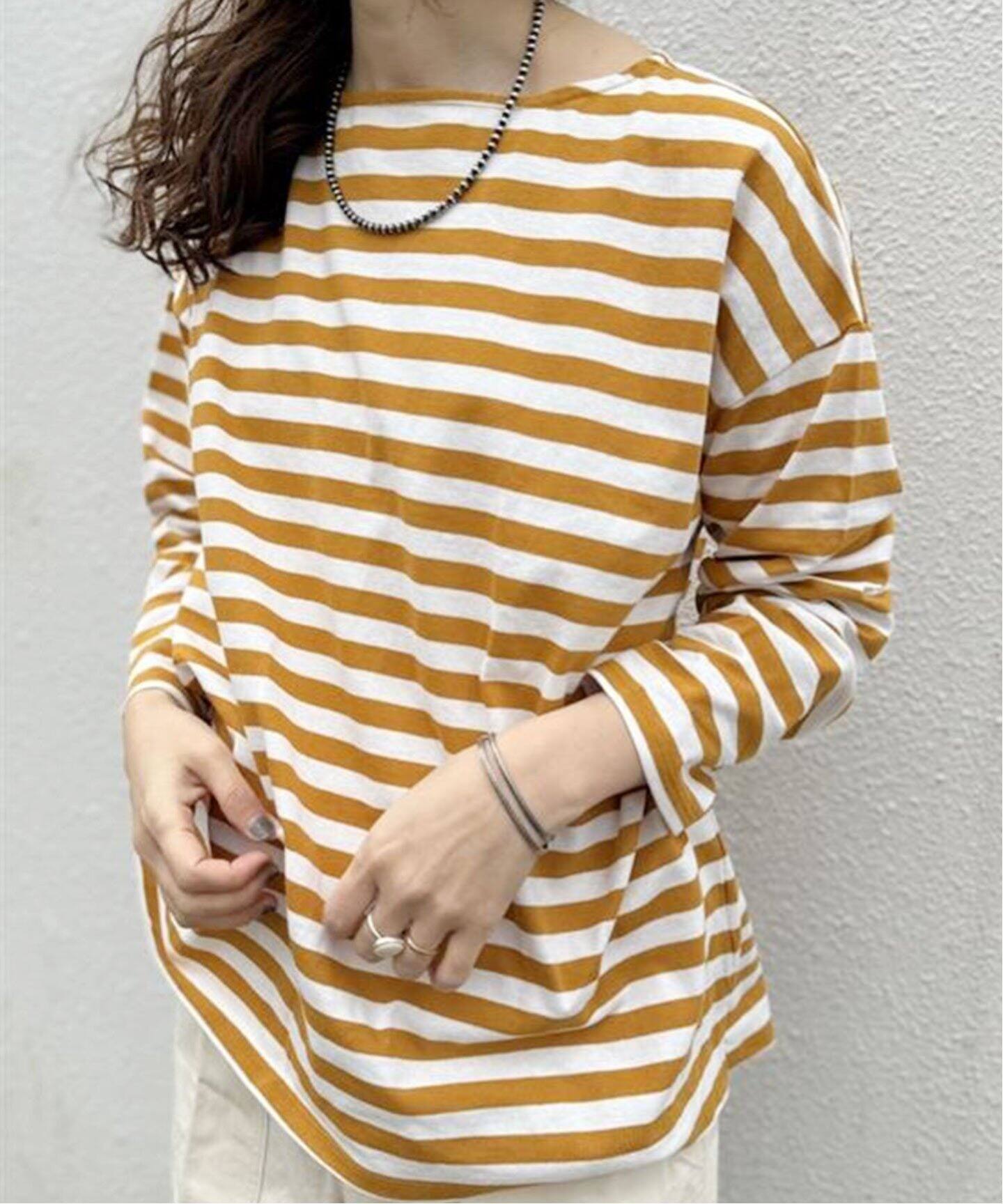 ボーダー ボートネックプルオーバー（Tシャツ／カットソー）｜journal 