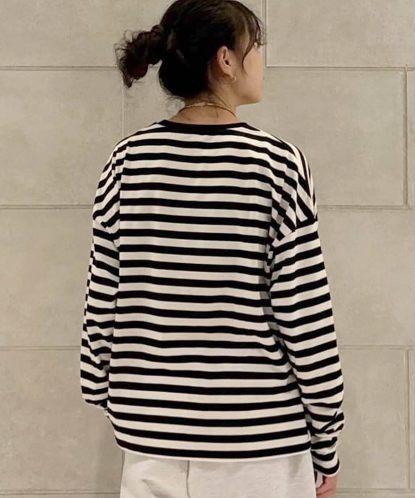 ボーダーテンジク クルーネック-Big-プルオーバー（Tシャツ 