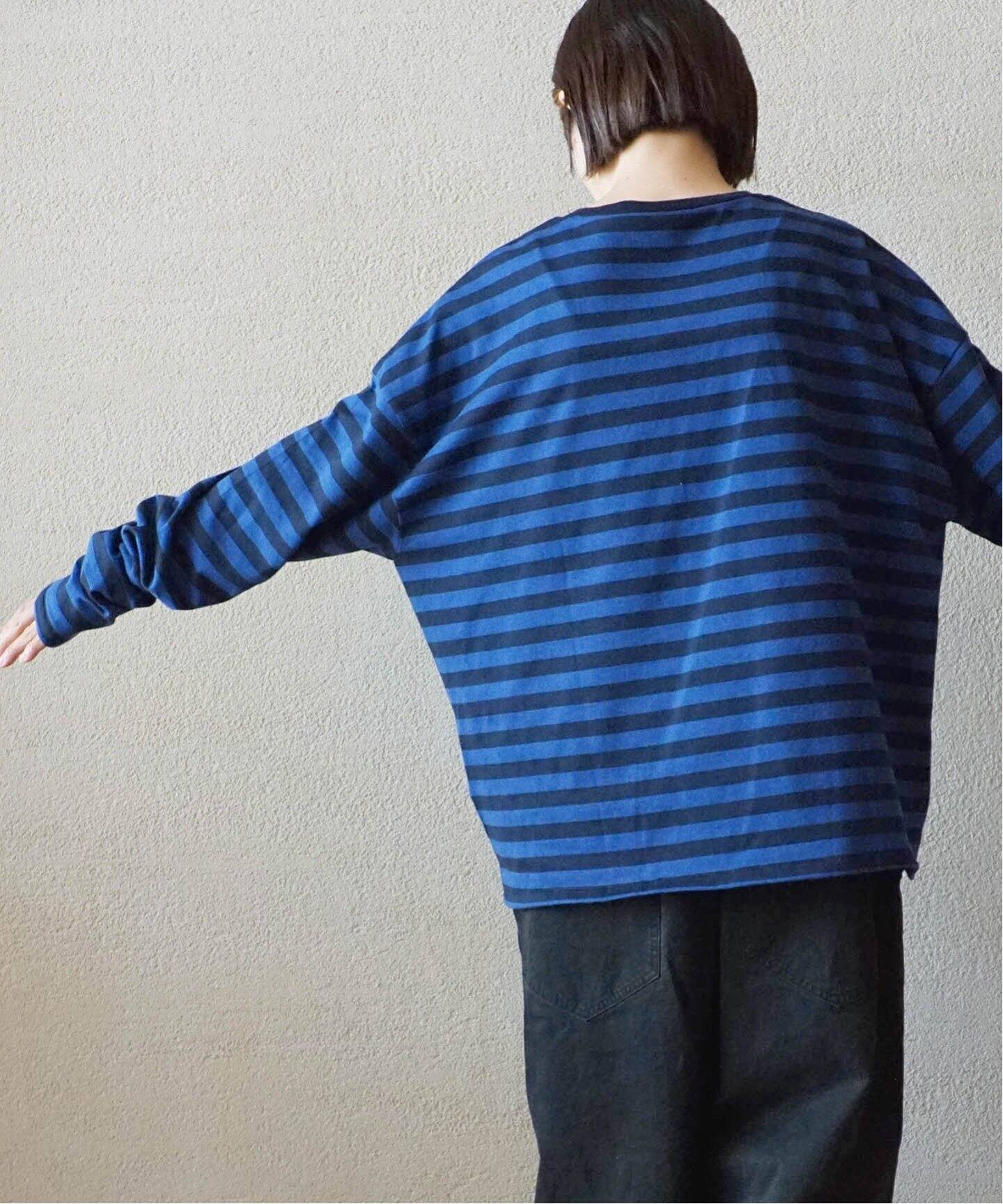 ボーダーテンジク クルーネック-Big-プルオーバー（Tシャツ 