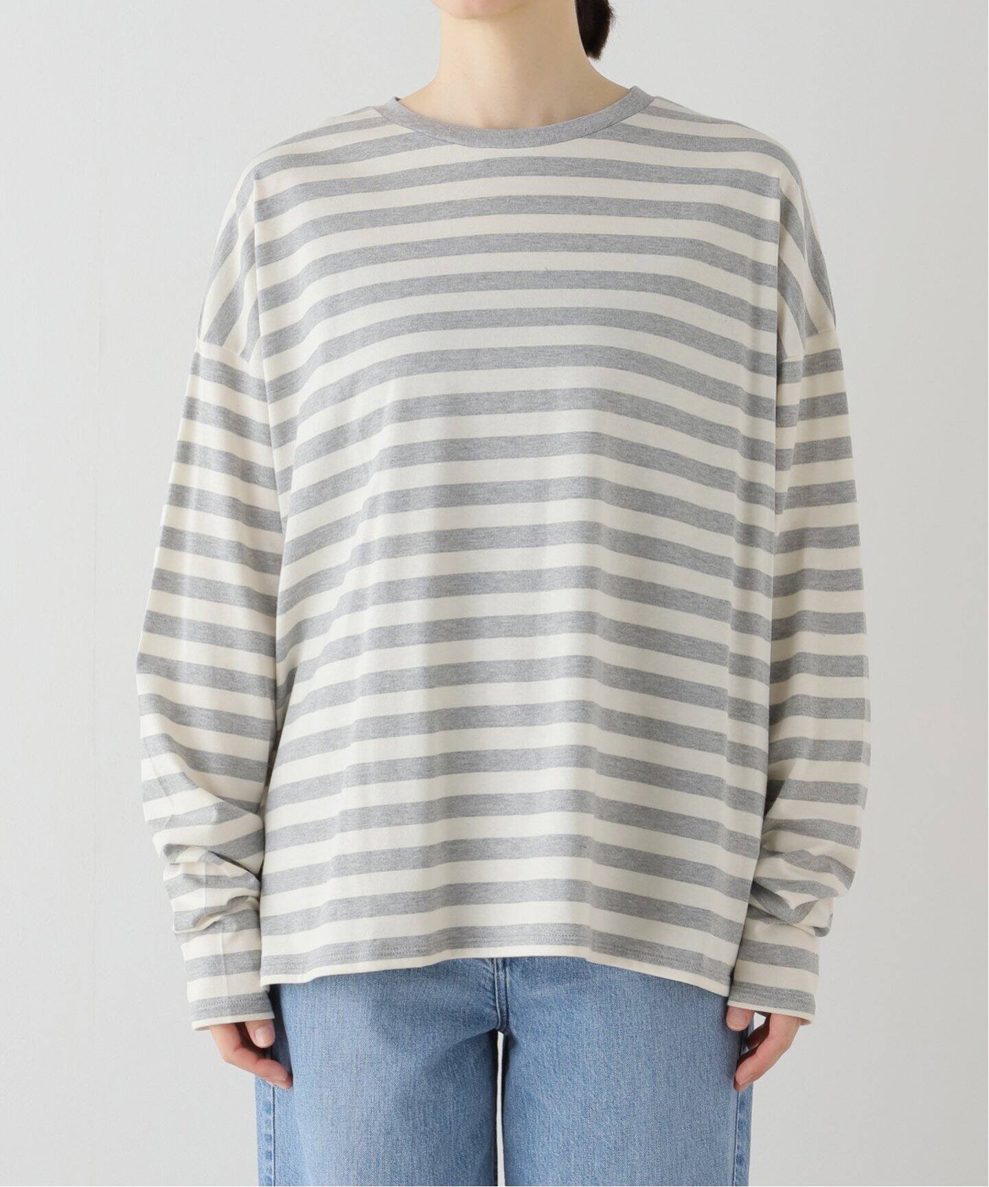 ボーダーテンジク クルーネック-Big-プルオーバー（Tシャツ 