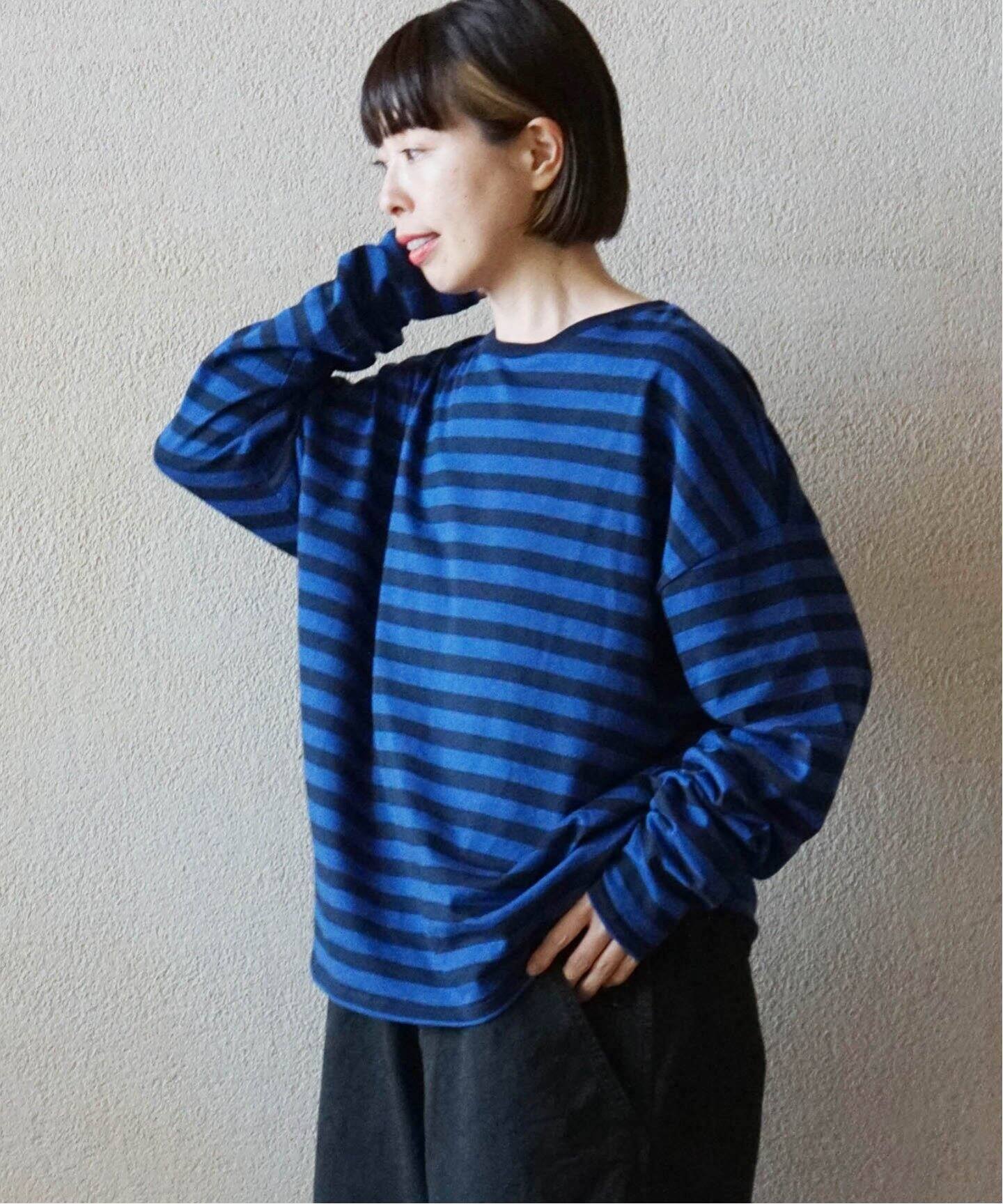 ボーダーテンジク クルーネック-Big-プルオーバー（Tシャツ 