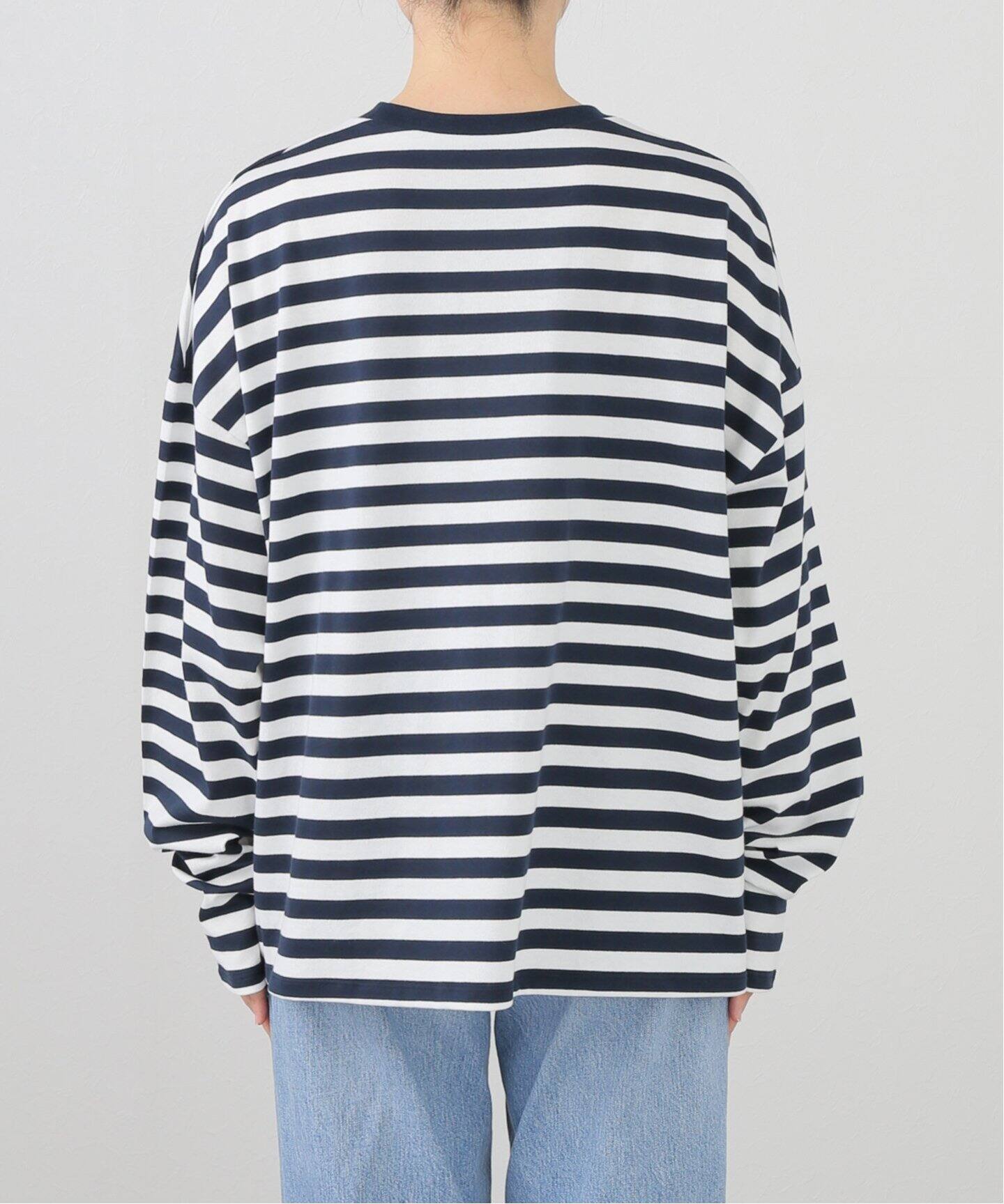 ボーダーテンジク クルーネック-Big-プルオーバー（Tシャツ  