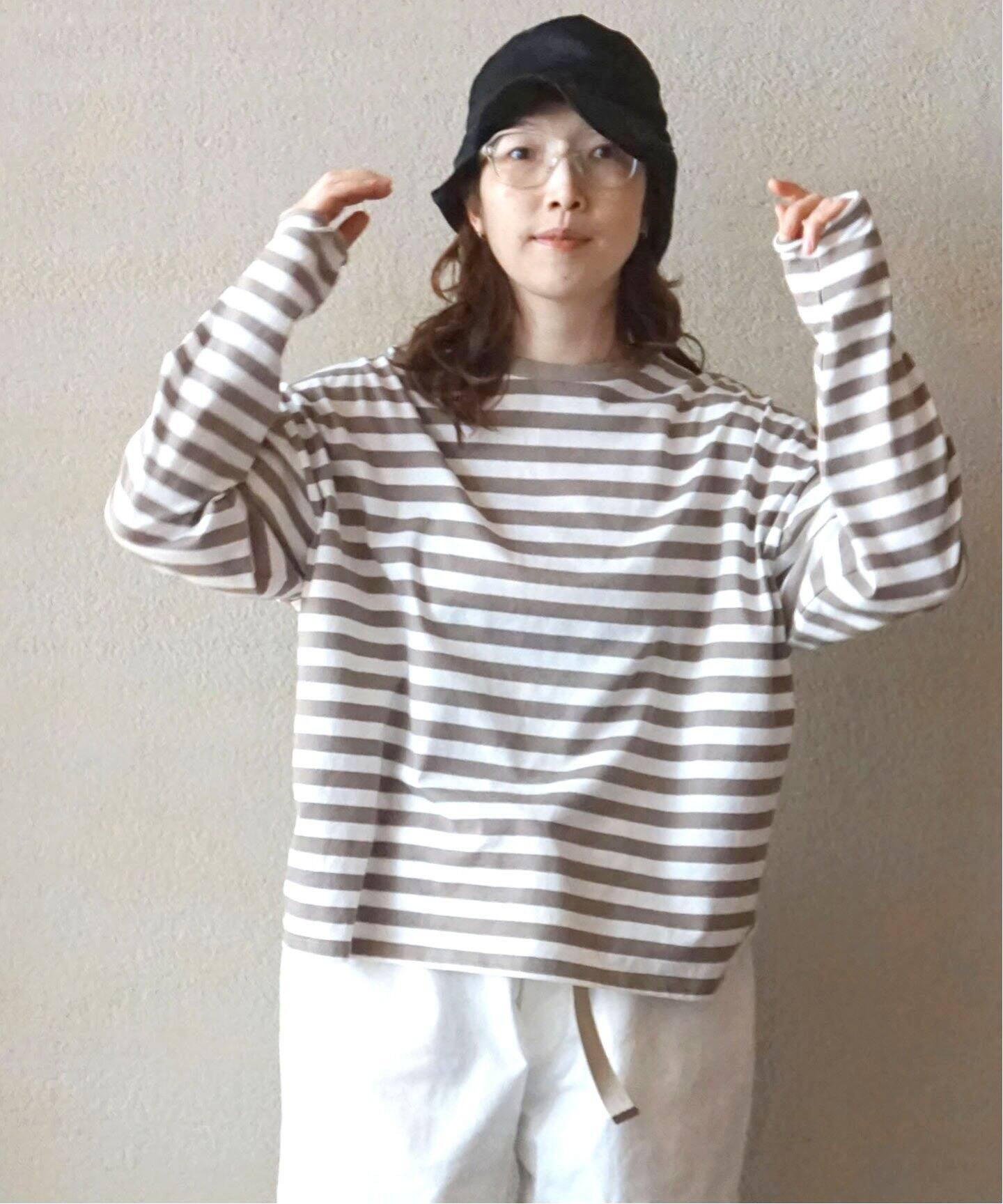 ボーダーテンジク クルーネック-Big-プルオーバー（Tシャツ 