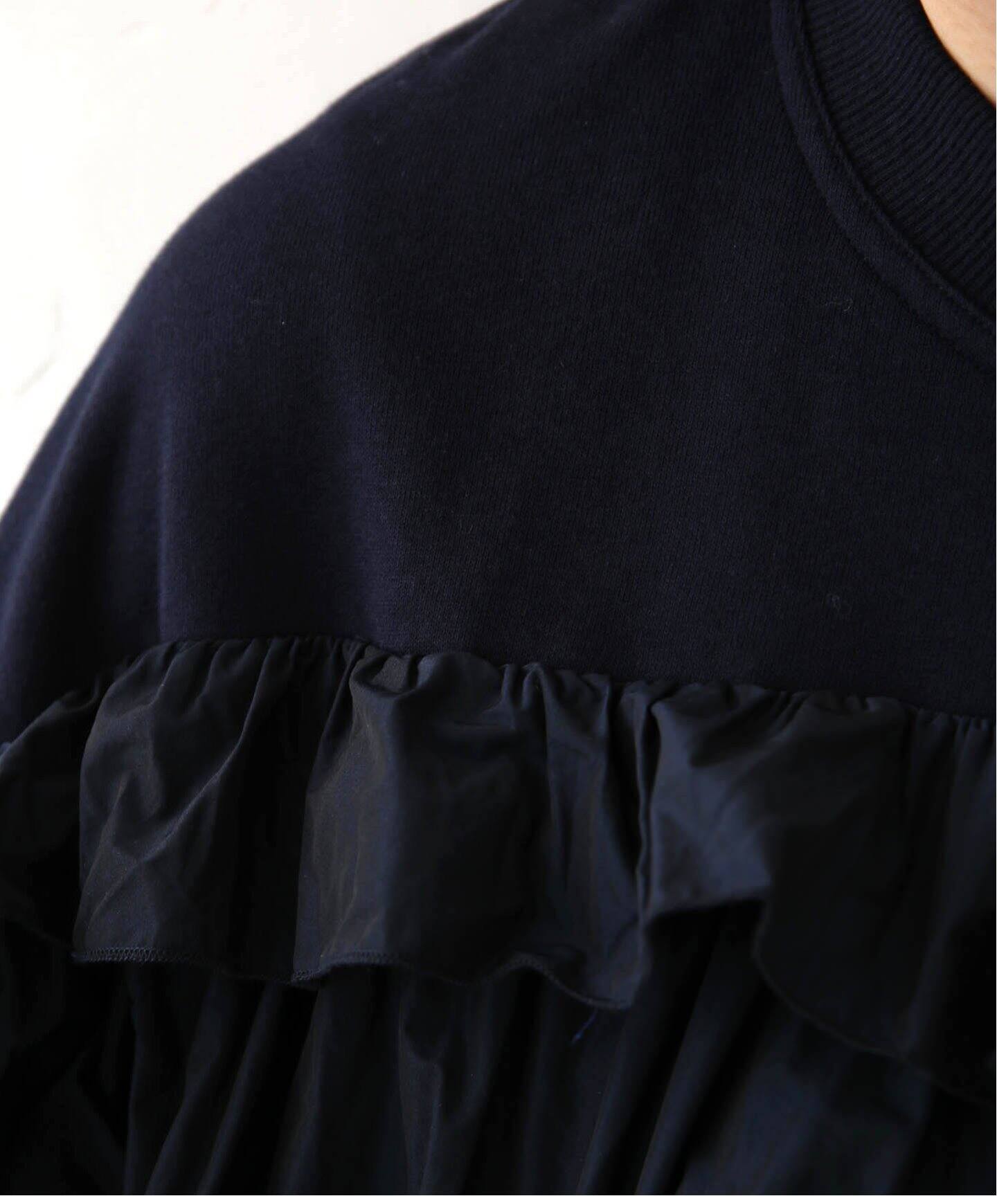 journal standard luxe タフタフリルプルオーバー　ネイビー タフタフリルプルオーバー（スウェット）｜journal standard
