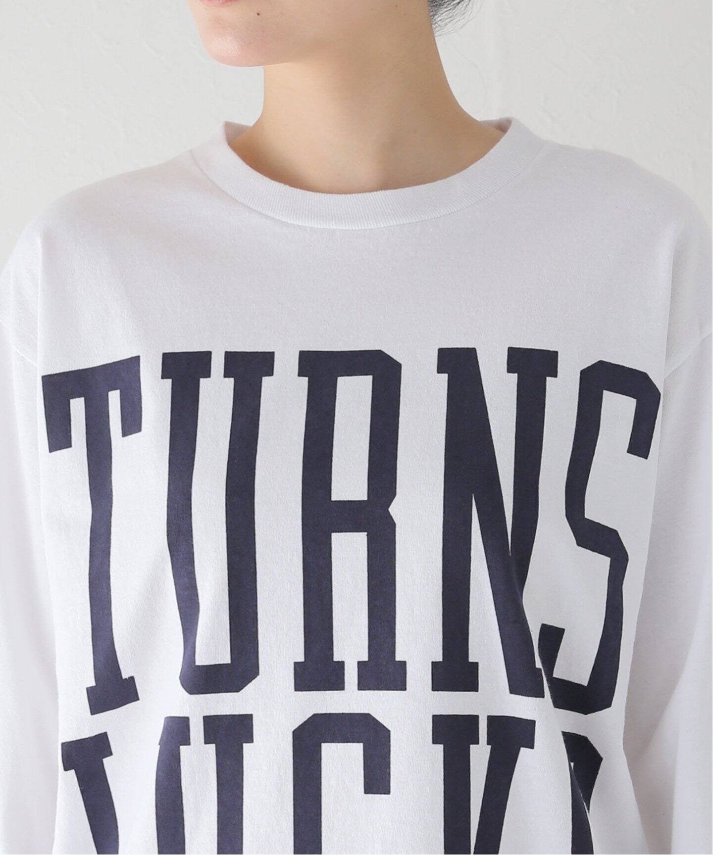 追加》プリントリメイクリブロンT TURNS LUCKS（Tシャツ／カットソー 