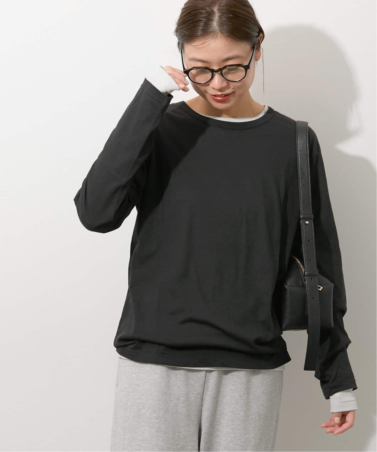 ジャーナルスタンダード レリューム シアーフーディ ブラック 追加3》シアークルーネックロングTEE（Tシャツ／カットソー
