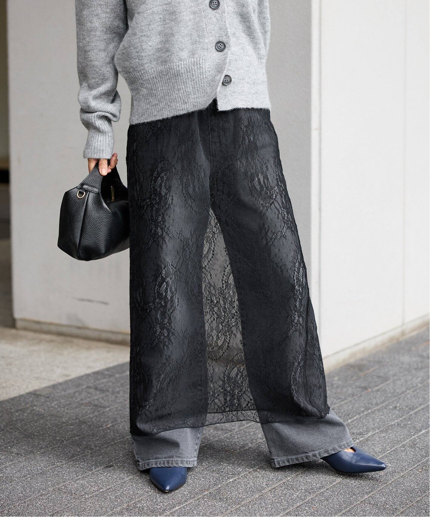 ラッセルストレッチレースナロースカート（ロング・マキシ丈スカート  