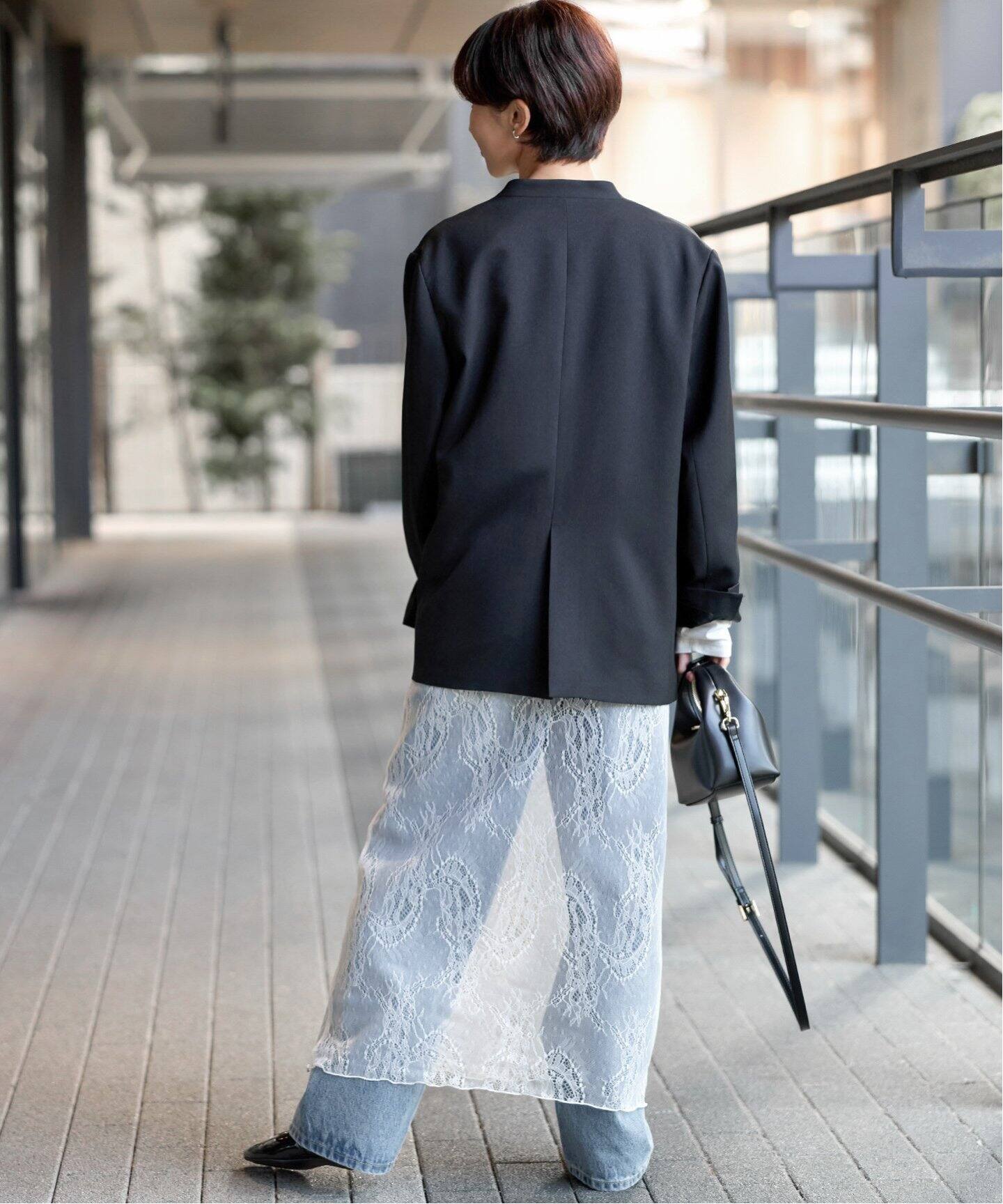 ラッセルストレッチレースナロースカート（ロング・マキシ丈スカート  