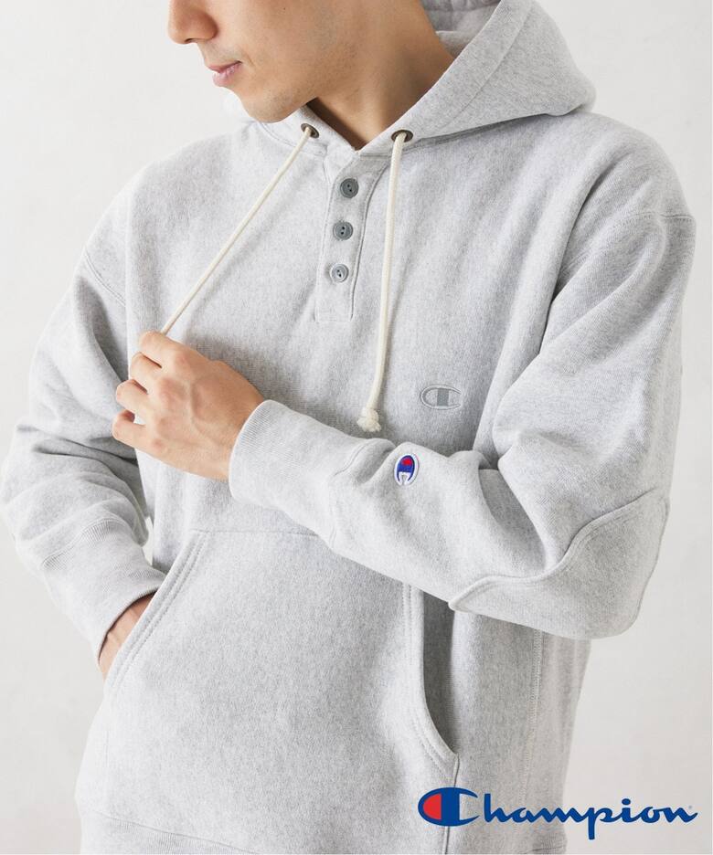 CHAMPION / チャンピオン 別注 R/W エルボーパッチ ヘンリーネック 