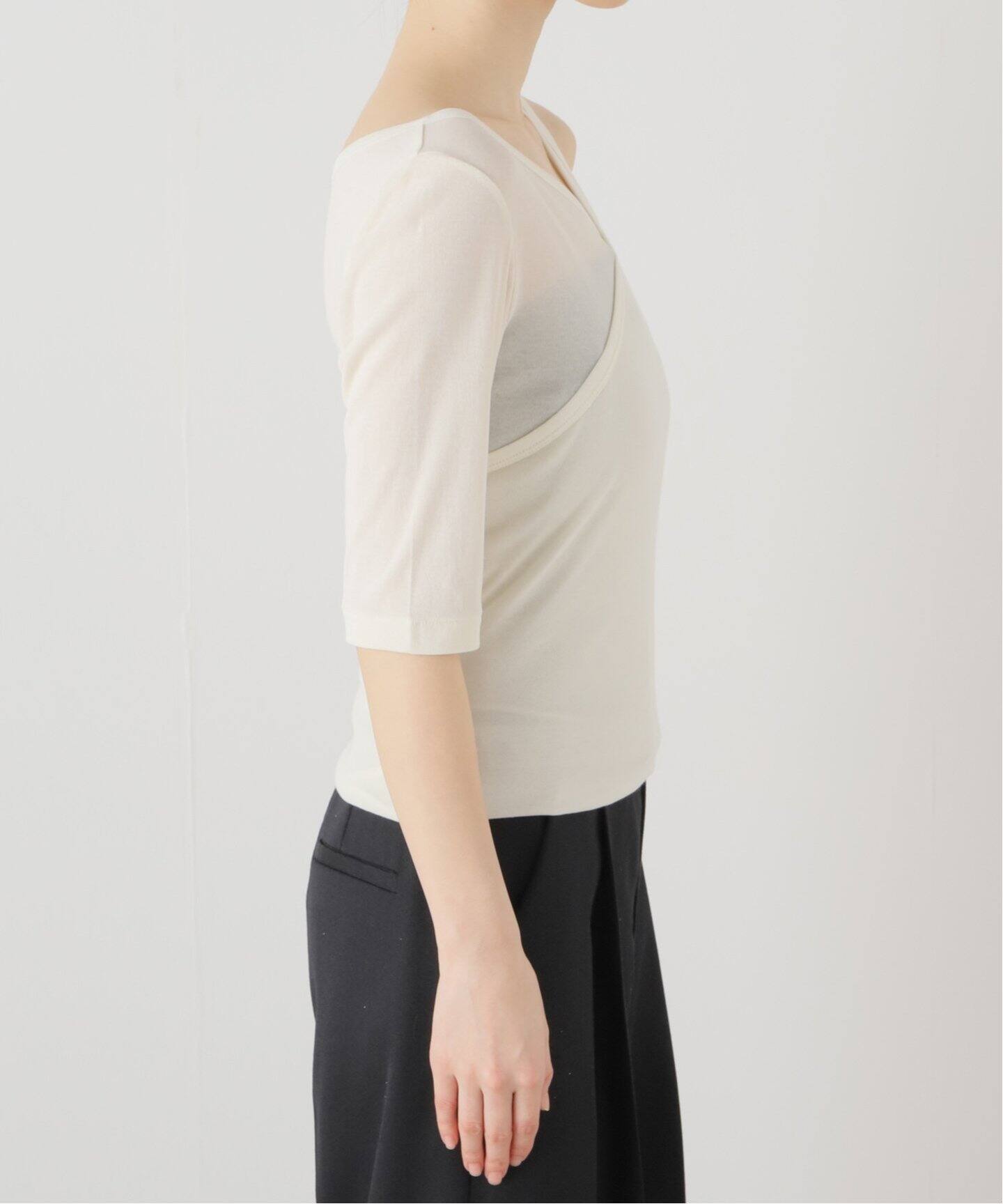 babaco/ババコ】Twisted Cotton Layered Top（Tシャツ／カットソー 
