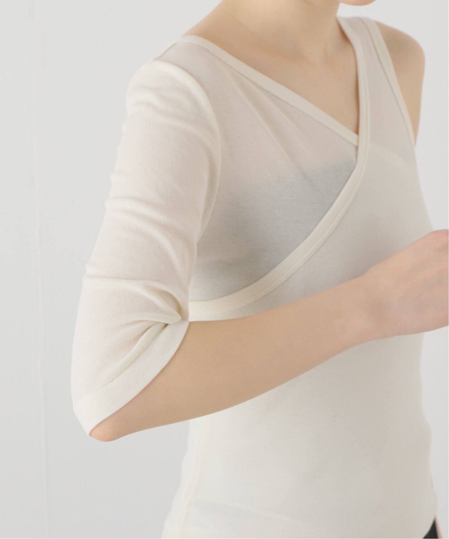 babaco/ババコ】Twisted Cotton Layered Top（Tシャツ／カットソー 