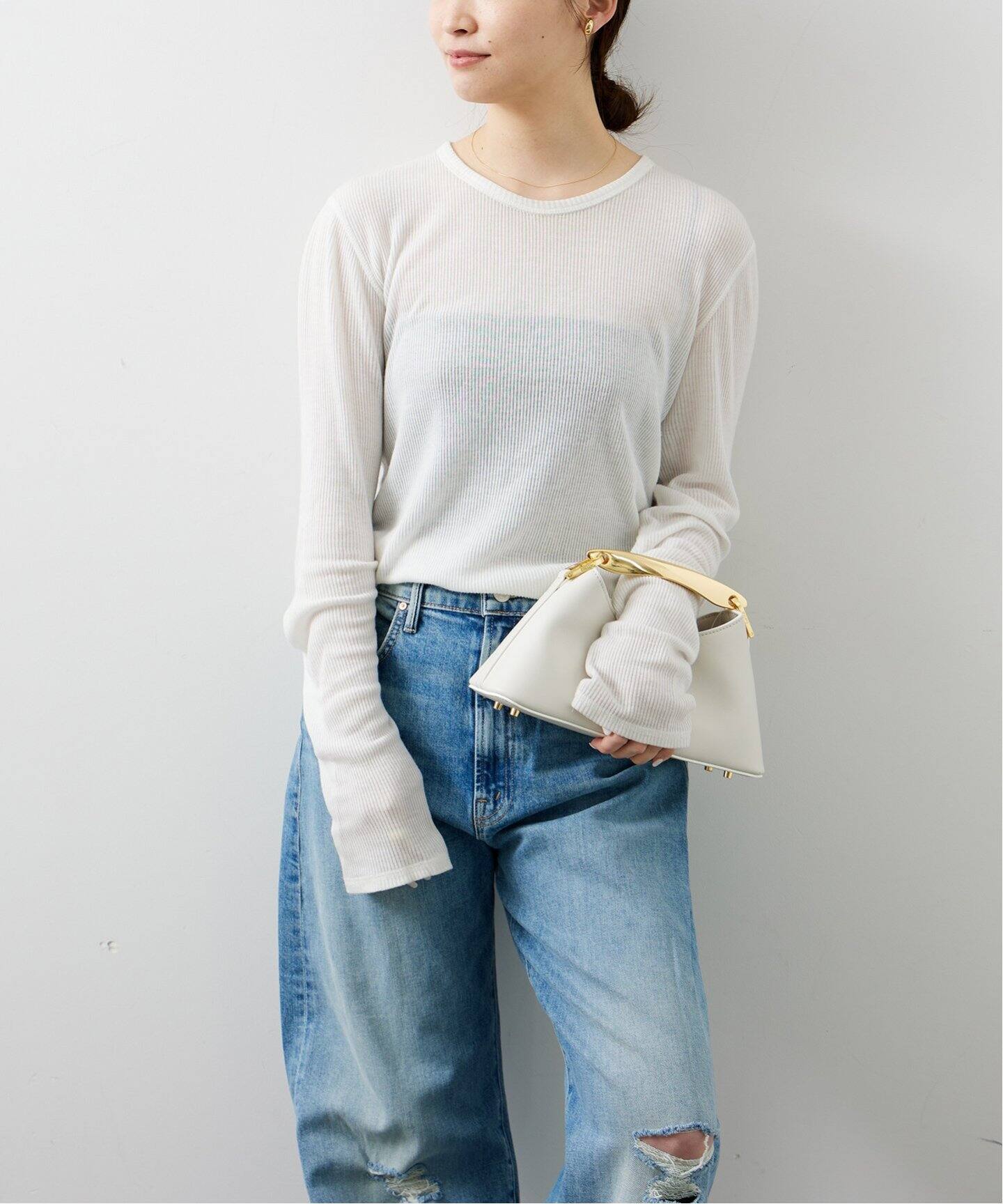 Deuxieme Classe テレコ ロングスリーブ プルオーバー イエロー 追加テレコ ロングスリーブ プルオーバー（Tシャツ／カットソー