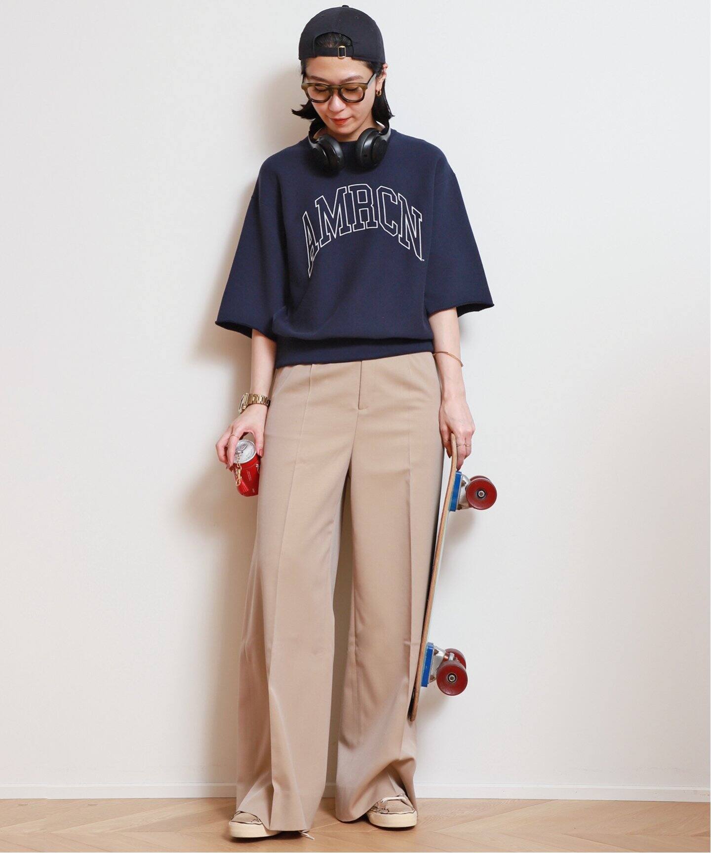 AMERICANA/アメリカーナ】 CUT OFF クルーネック スウェット  