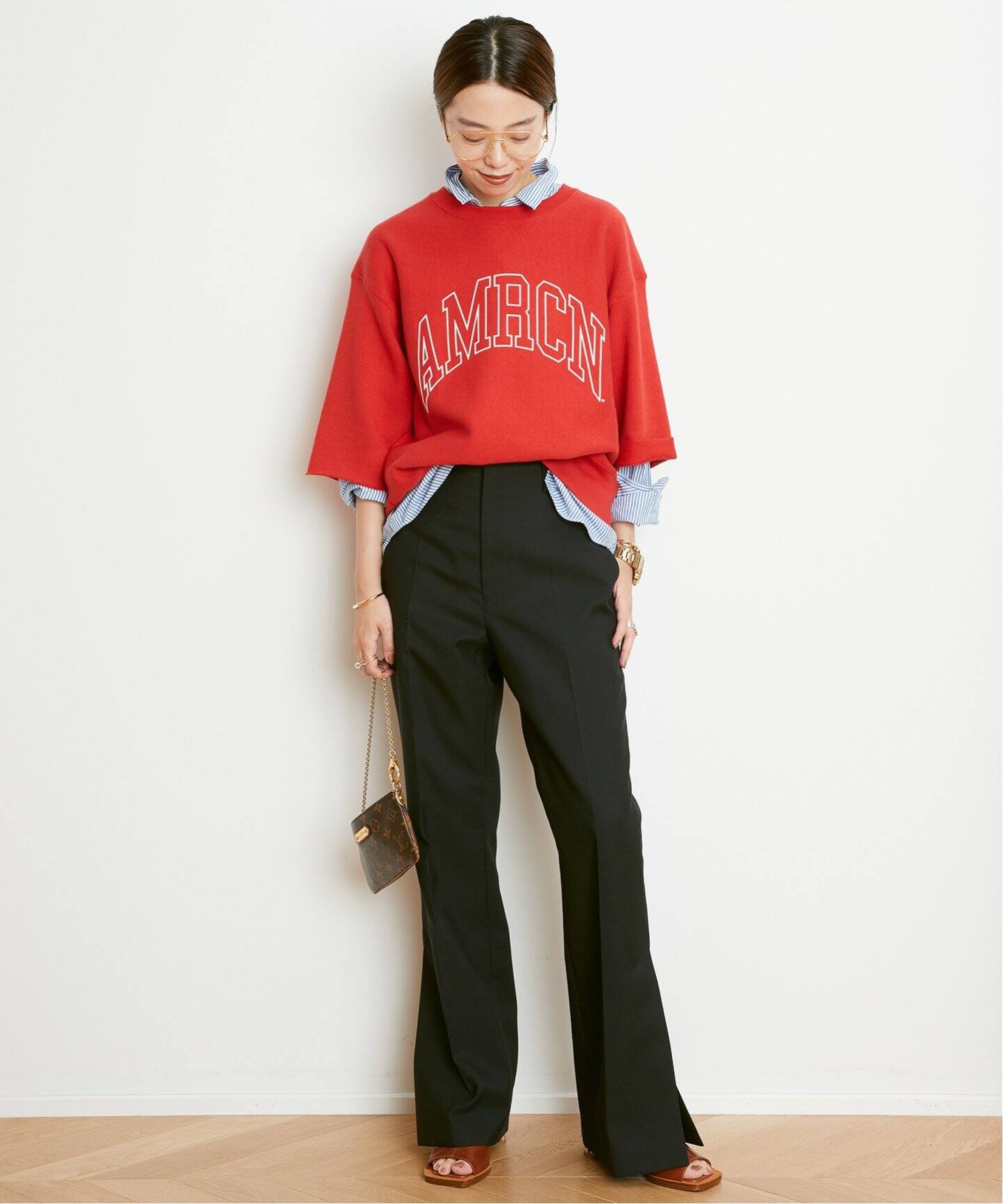 AMERICANA/アメリカーナ】 CUT OFF クルーネック スウェット  