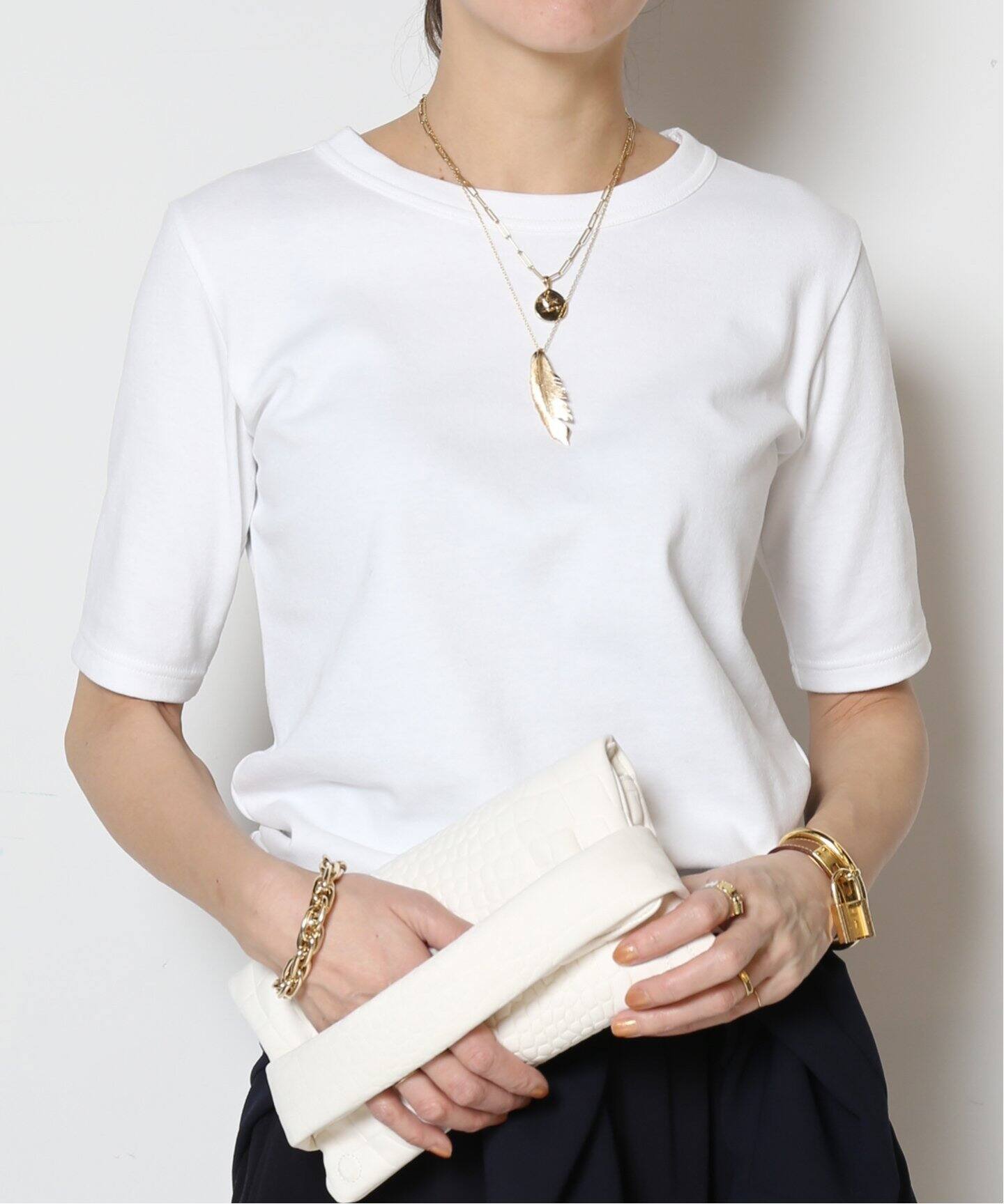 MADISONBLUE/マディソンブルー】ハーフスリーブ クルーTシャツ（T 