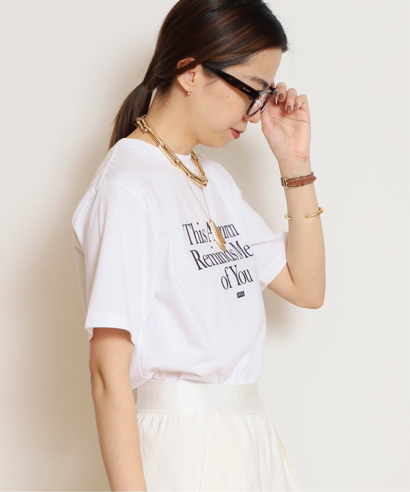 AMERICANA/アメリカーナ】 MESSAGE Tシャツ(WHITE)（Tシャツ 