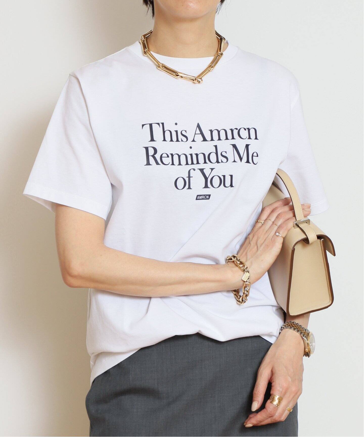 AMERICANA/アメリカーナ】 MESSAGE Tシャツ(WHITE)（Tシャツ  