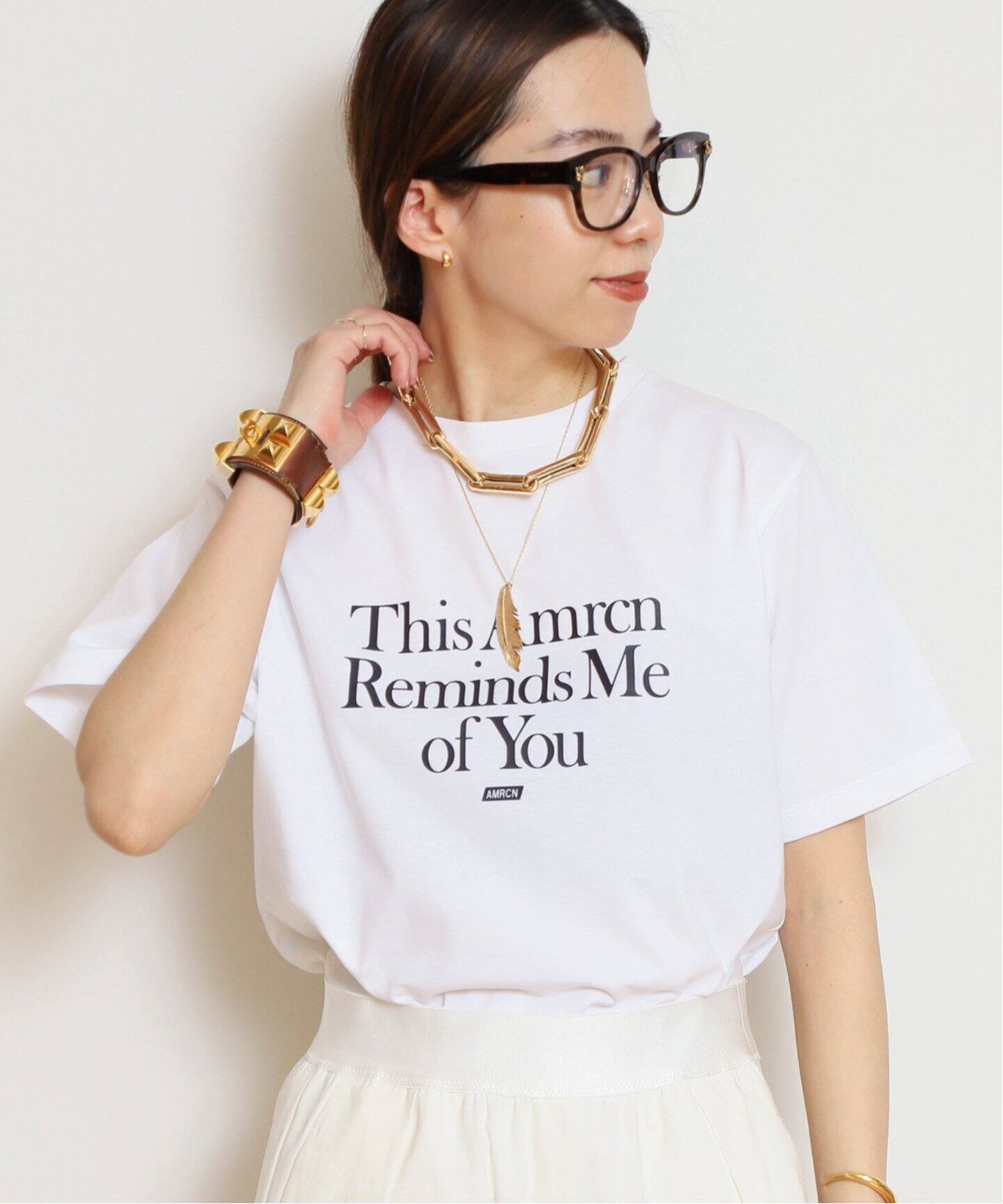 AMERICANA/アメリカーナ】 MESSAGE Tシャツ(WHITE)（Tシャツ  