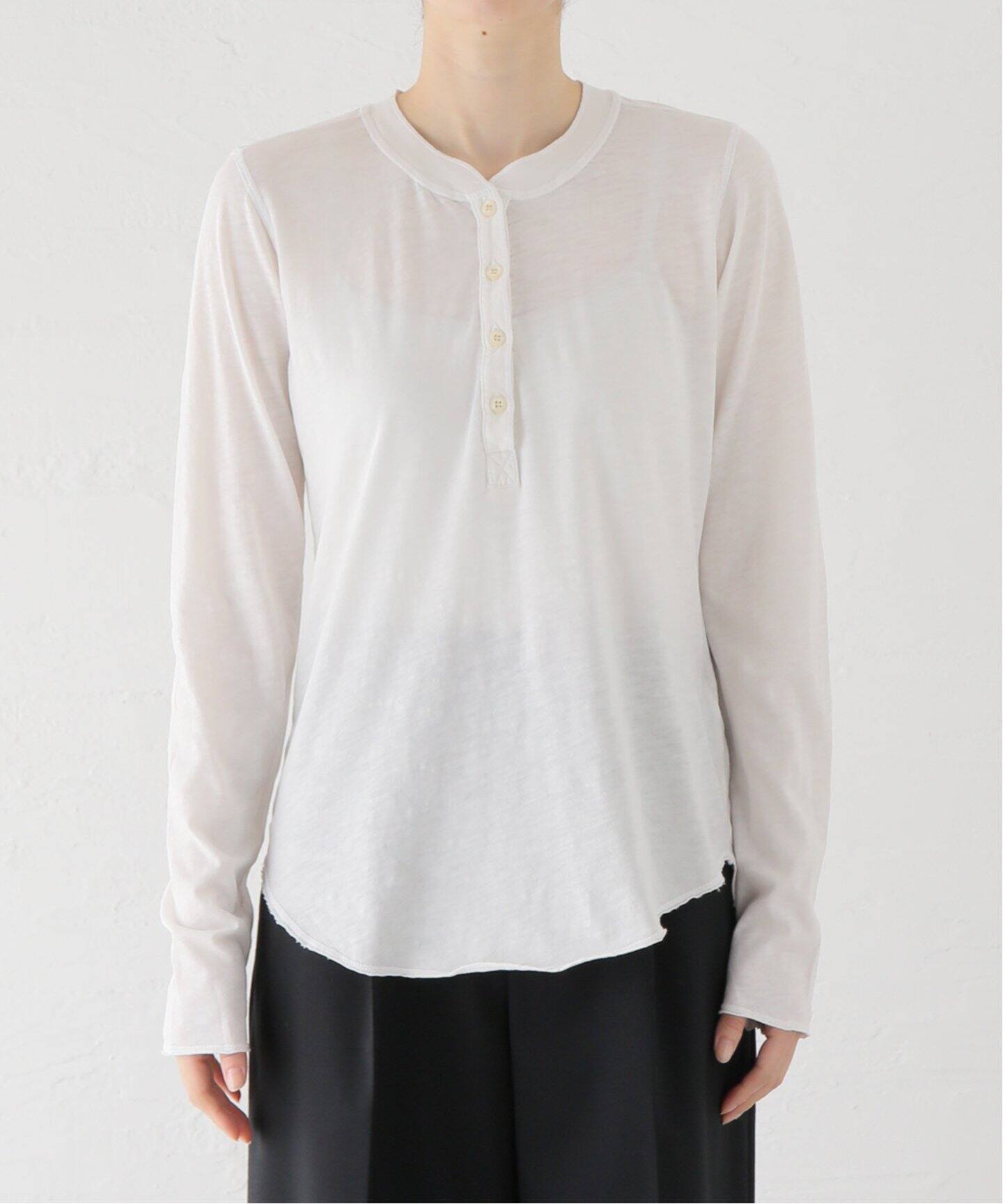 NSF/エヌエスエフ】 L/S HENLEY Tシャツ (WHITE)（Tシャツ／カットソー  