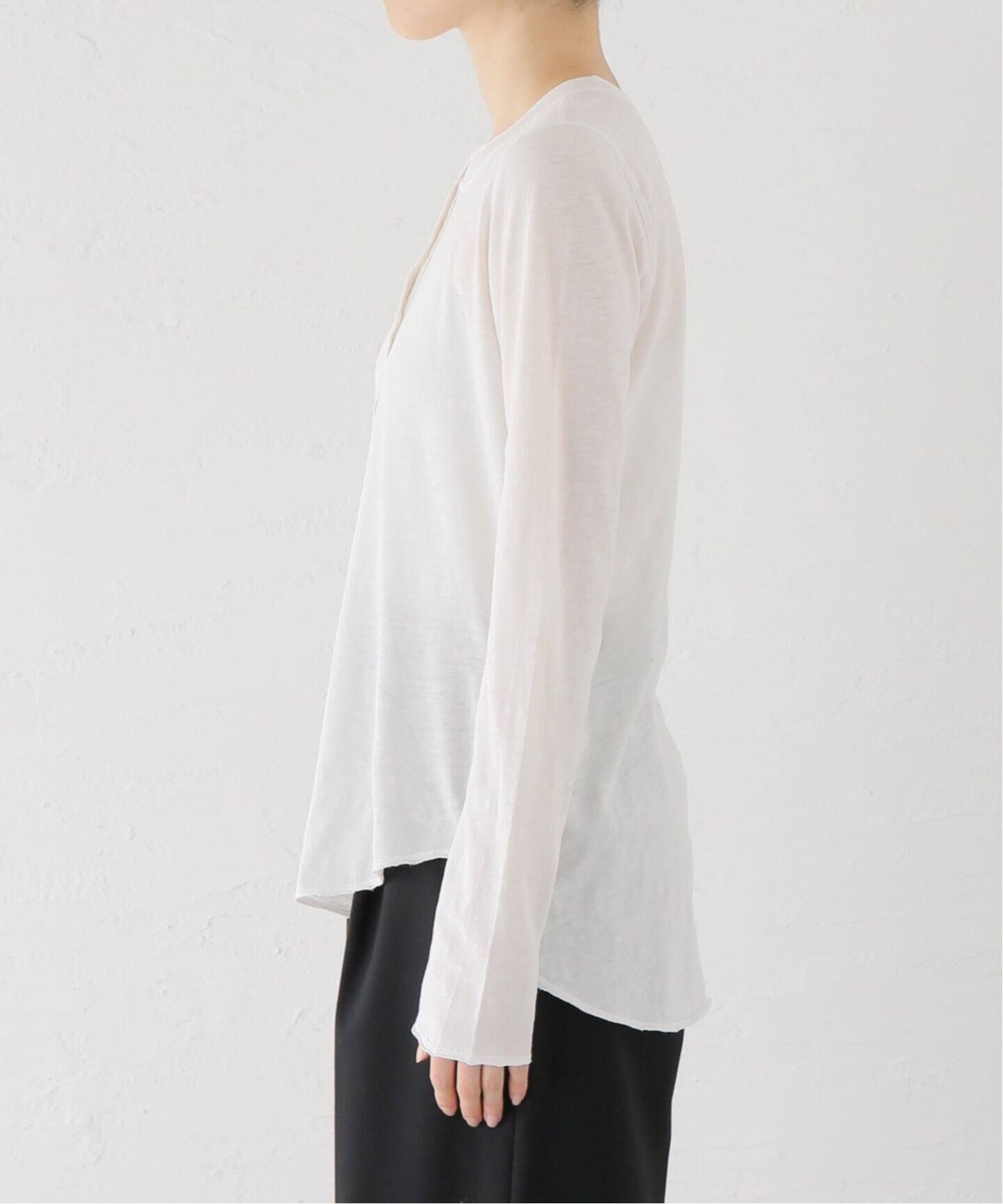 NSF/エヌエスエフ】 L/S HENLEY Tシャツ (WHITE)（Tシャツ／カットソー  