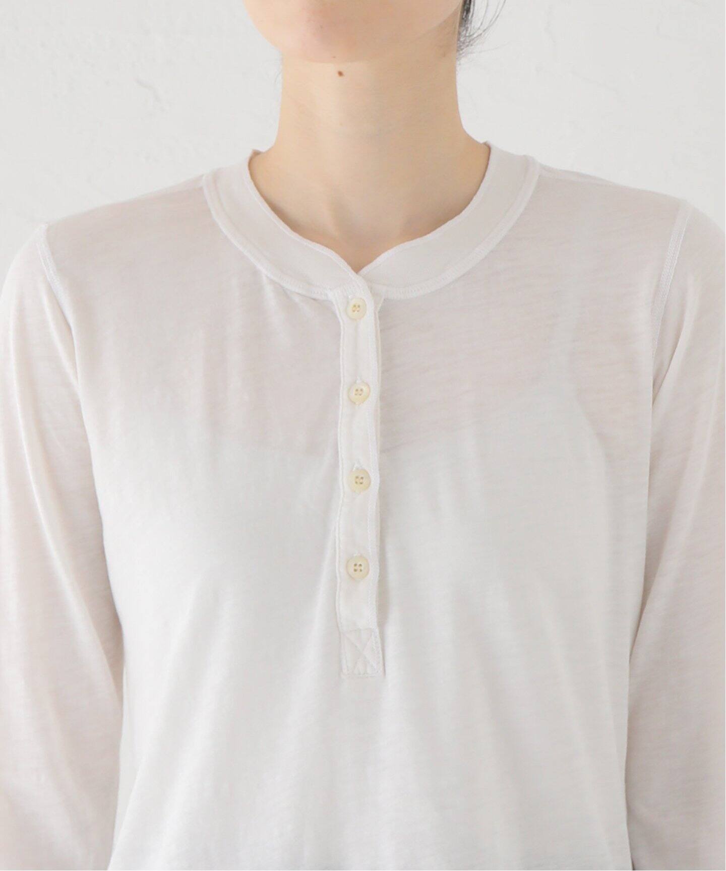 NSF/エヌエスエフ】 L/S HENLEY Tシャツ (WHITE)（Tシャツ／カットソー  