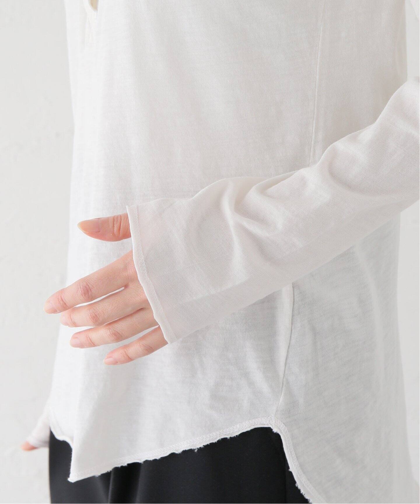 NSF/エヌエスエフ】 L/S HENLEY Tシャツ (WHITE)（Tシャツ／カットソー  