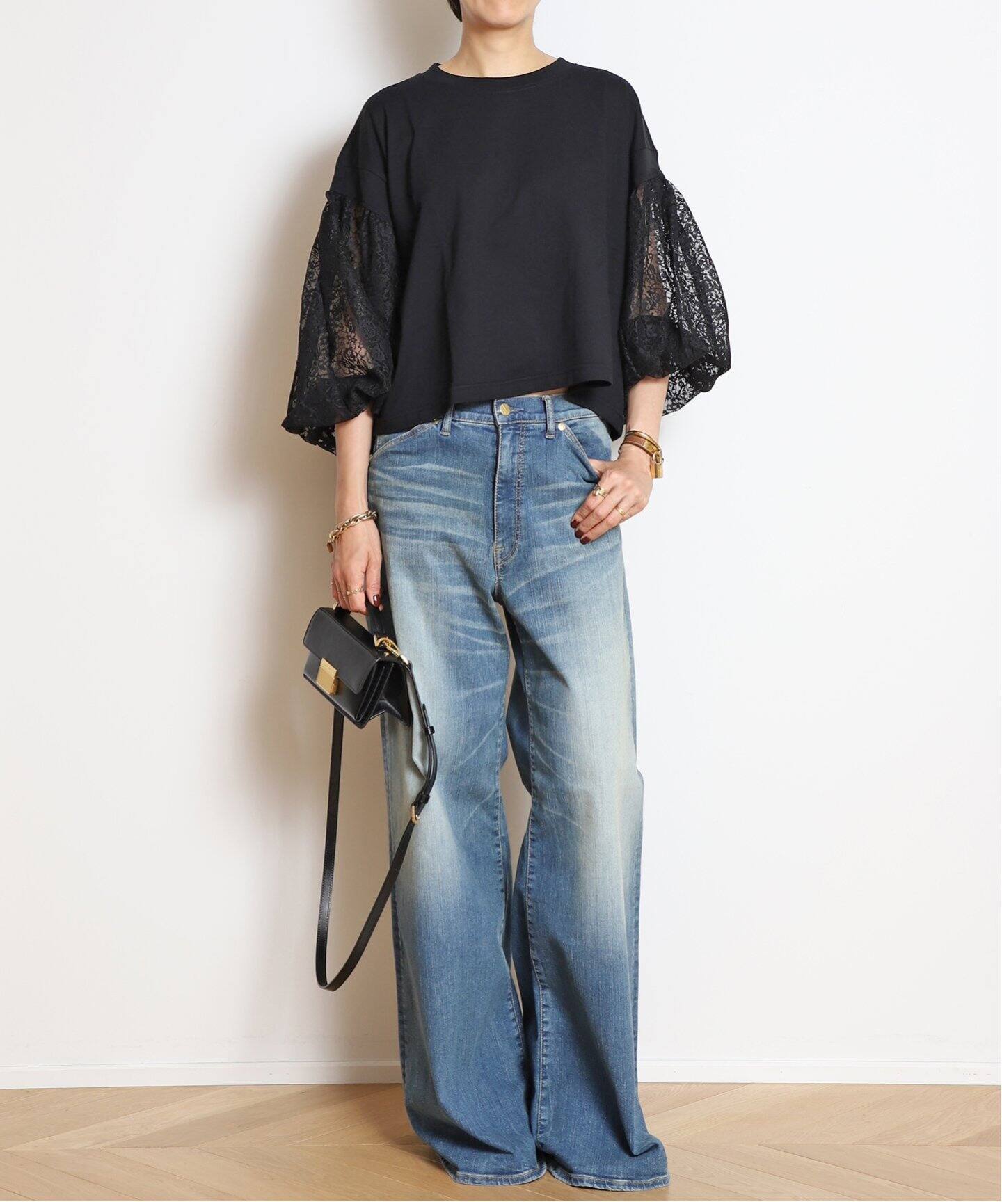 H/アッシュ】 REMAKE LACE BALOON Tシャツ（Tシャツ／カットソー  