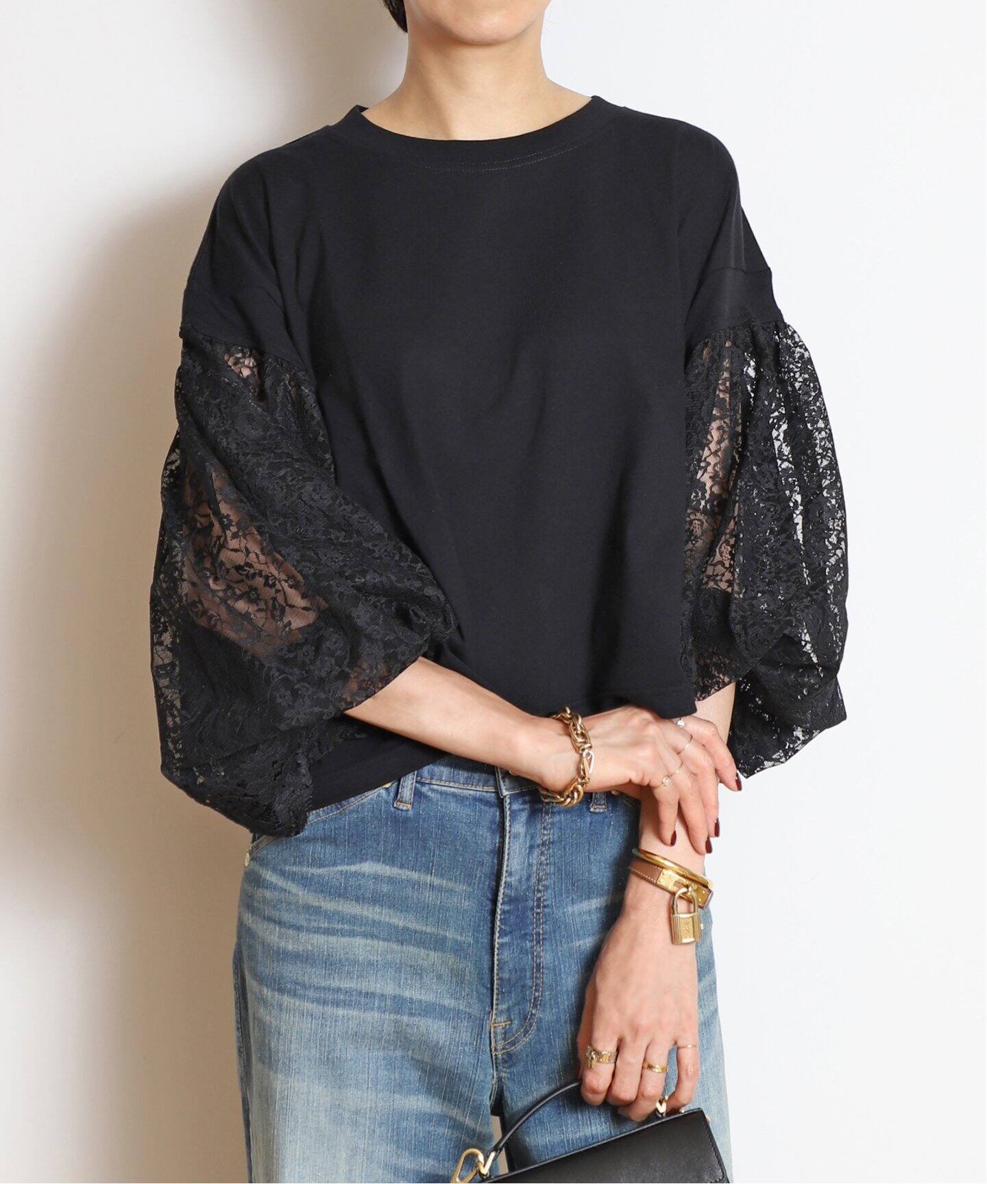 H/アッシュ】 REMAKE LACE BALOON Tシャツ（Tシャツ／カットソー  