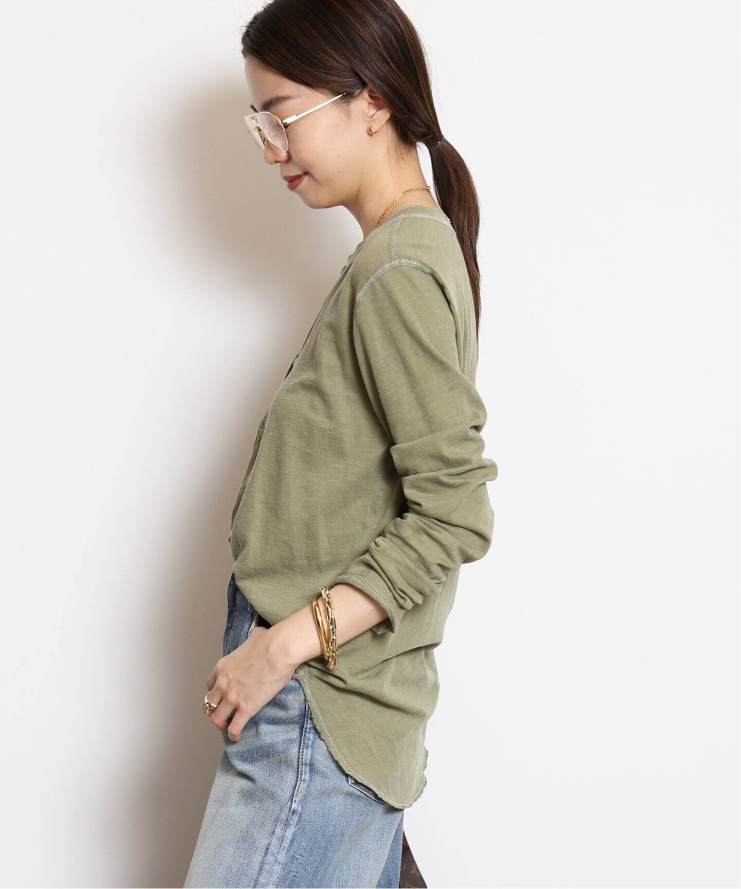 NSF/エヌエスエフ】 L/S HENLEY Tシャツ(KHAKI)（Tシャツ／カットソー  