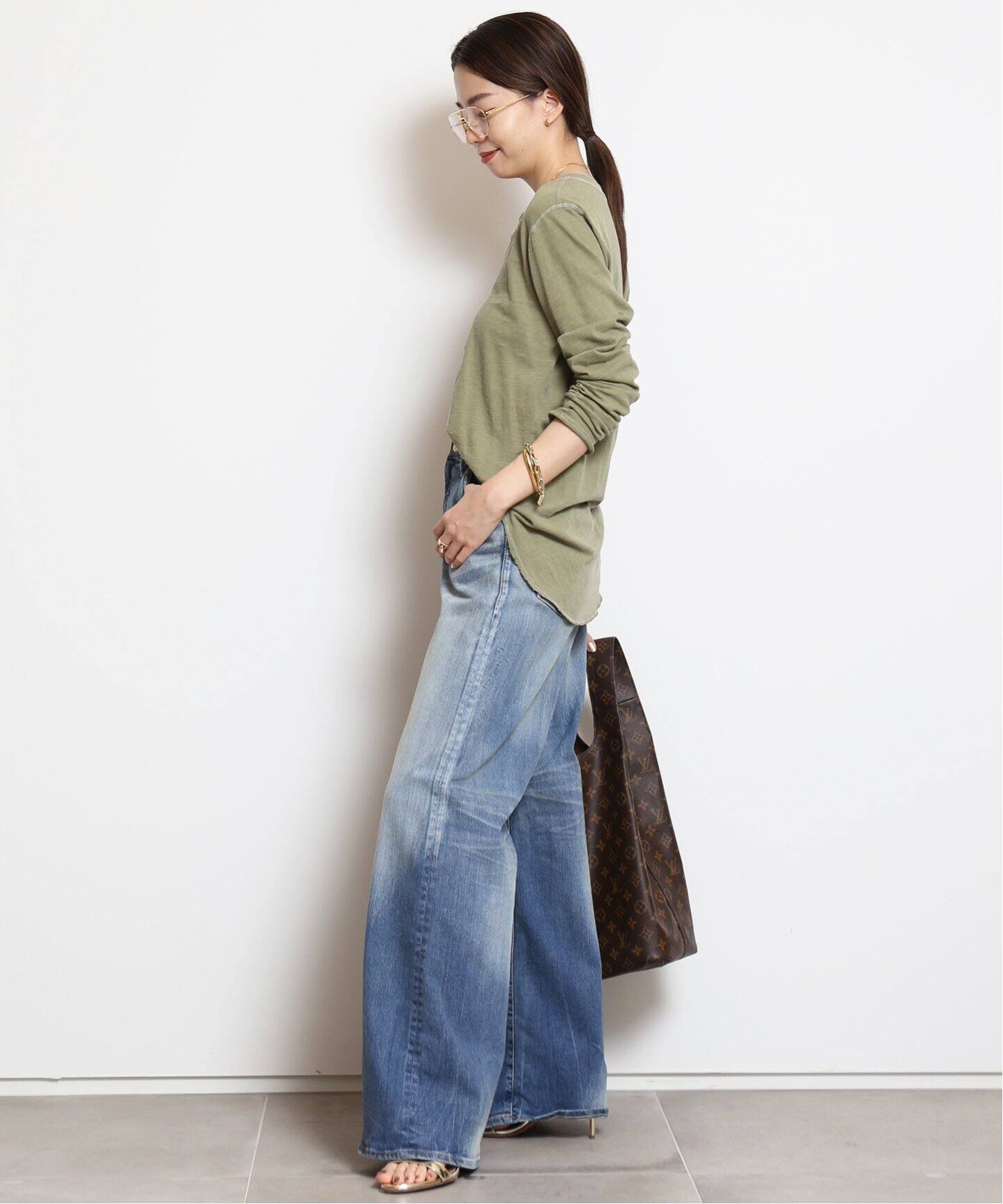 NSF/エヌエスエフ】 L/S HENLEY Tシャツ(KHAKI)（Tシャツ／カットソー  