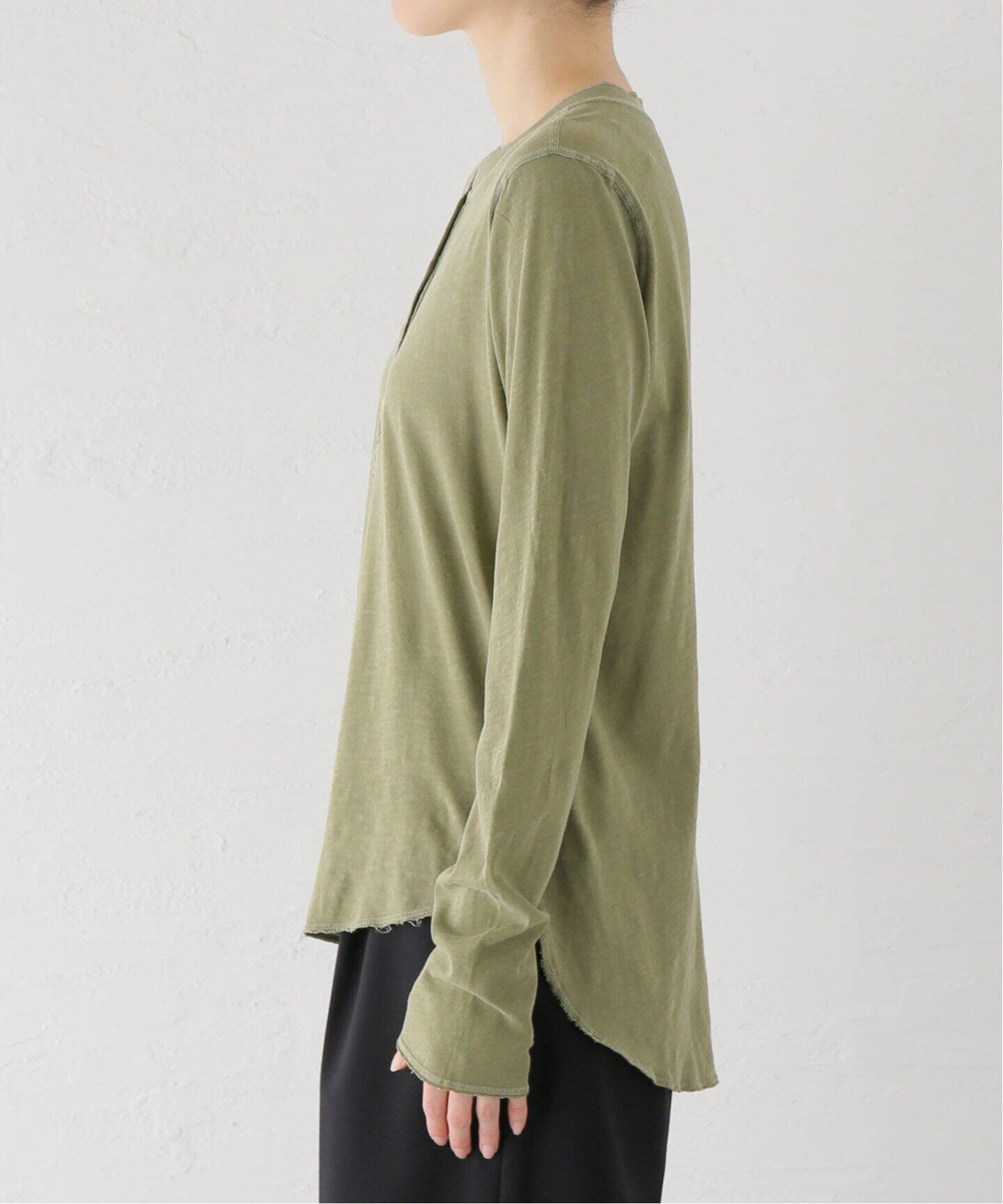 NSF/エヌエスエフ】 L/S HENLEY Tシャツ(KHAKI)（Tシャツ／カットソー 