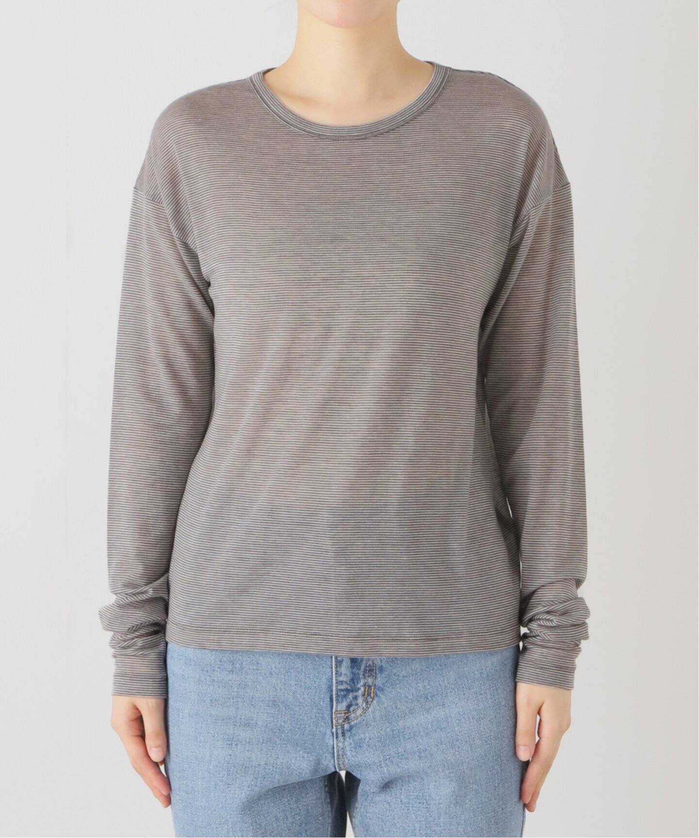 Cashmere Silk Sheer Border T Shirt（Tシャツ／カットソー）｜L 
