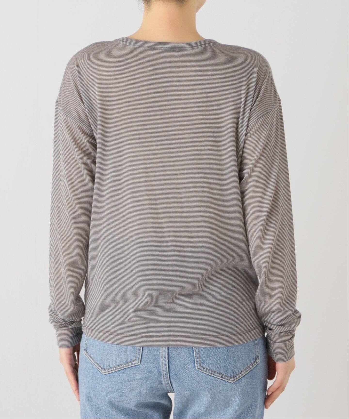 Cashmere Silk Sheer Border T Shirt（Tシャツ／カットソー）｜L 