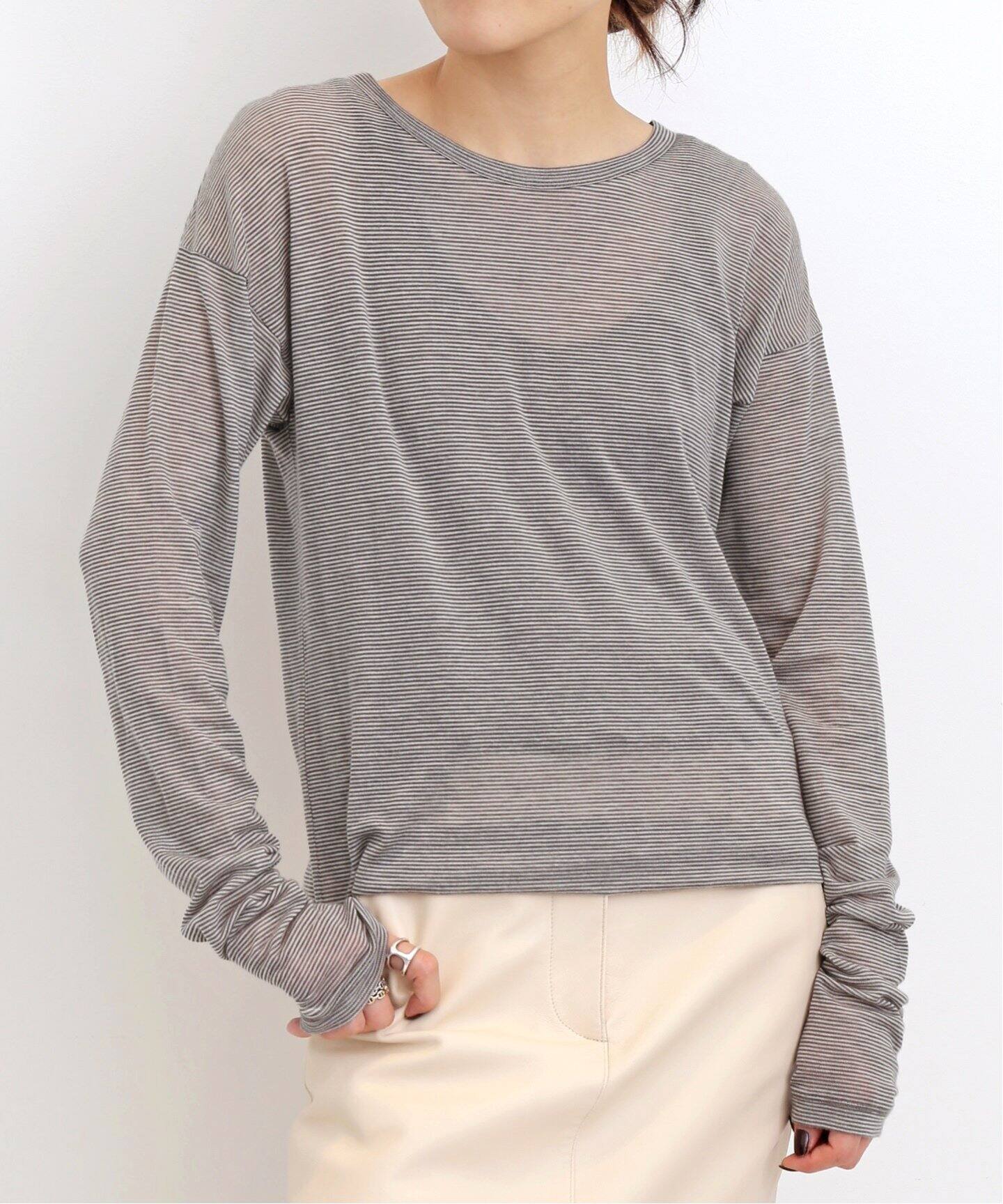 Cashmere Silk Sheer Border T Shirt（Tシャツ／カットソー）｜L 