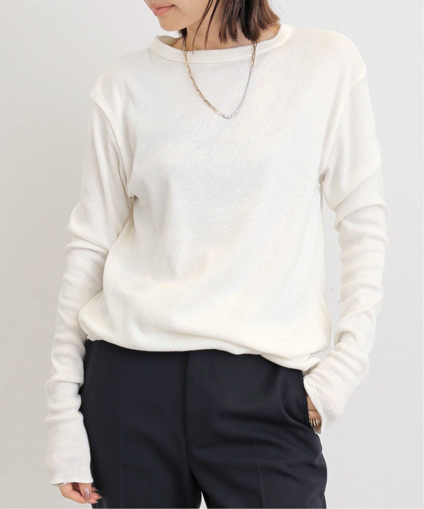RIB LONGSLEEVE T-SHIRT（Tシャツ／カットソー）｜L