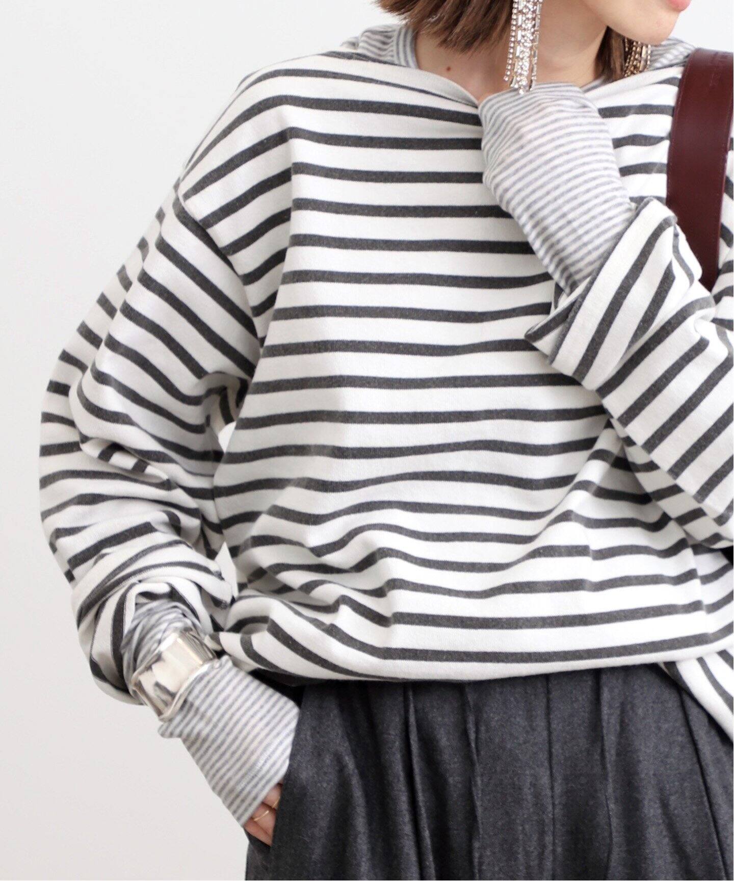 Sheer Border T Shirt（Tシャツ／カットソー）｜L