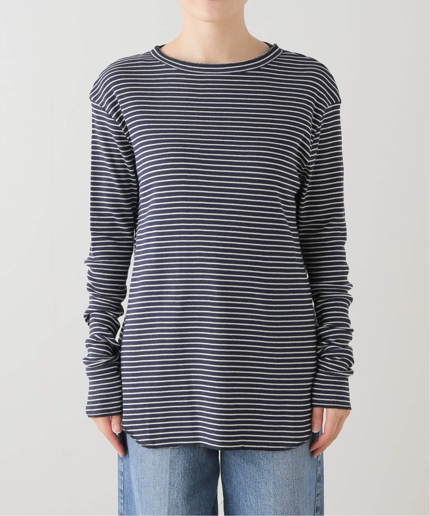 極美品　アパルトモン　RIB LONGSLEEVE T-SHIRT グレー 長袖 RIB LONGSLEEVE T-SHIRT（Tシャツ／カットソー）｜L'Appartement