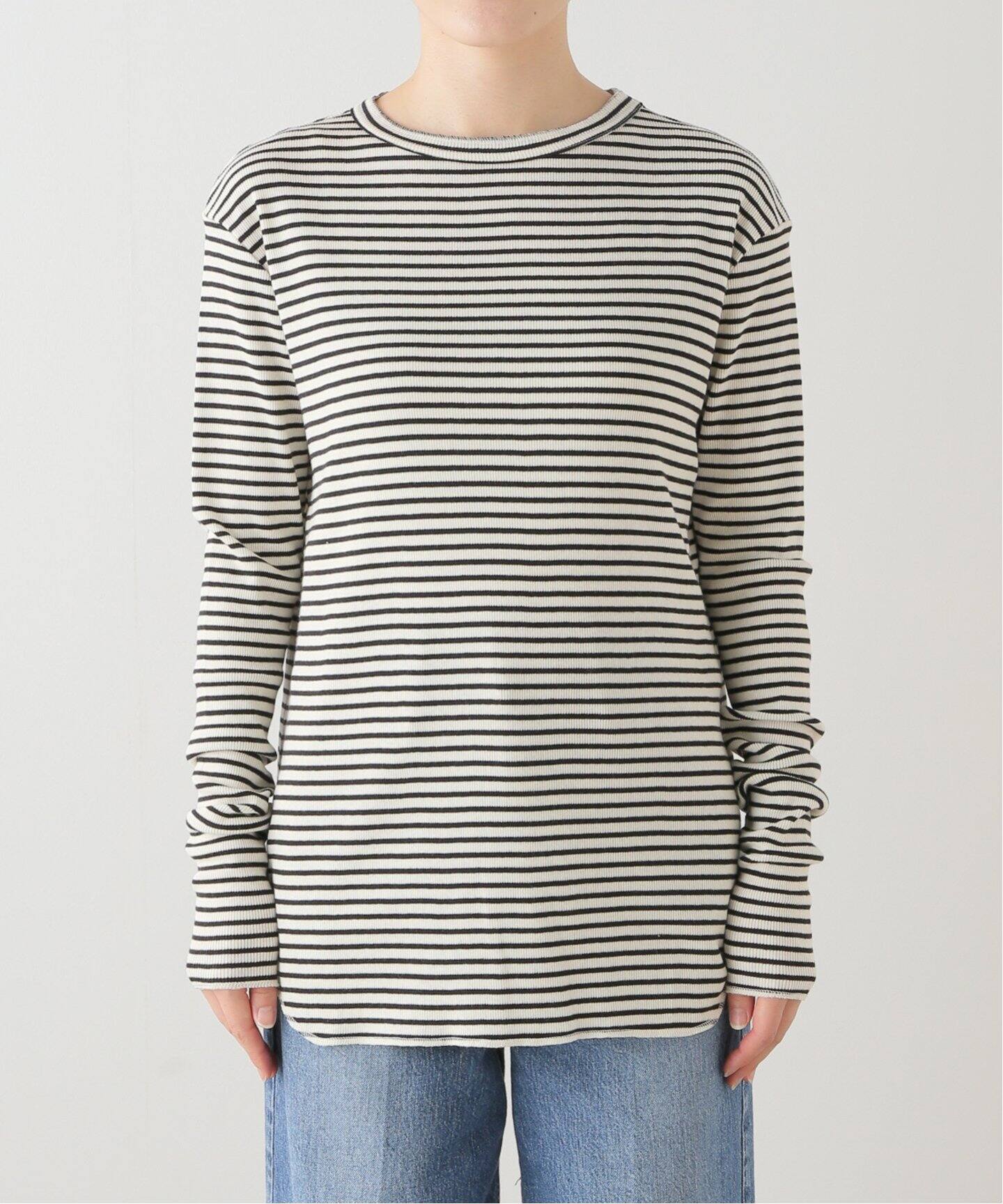 BORDER RIB LONGSLEEVE T-SHIRT（Tシャツ／カットソー）｜L 
