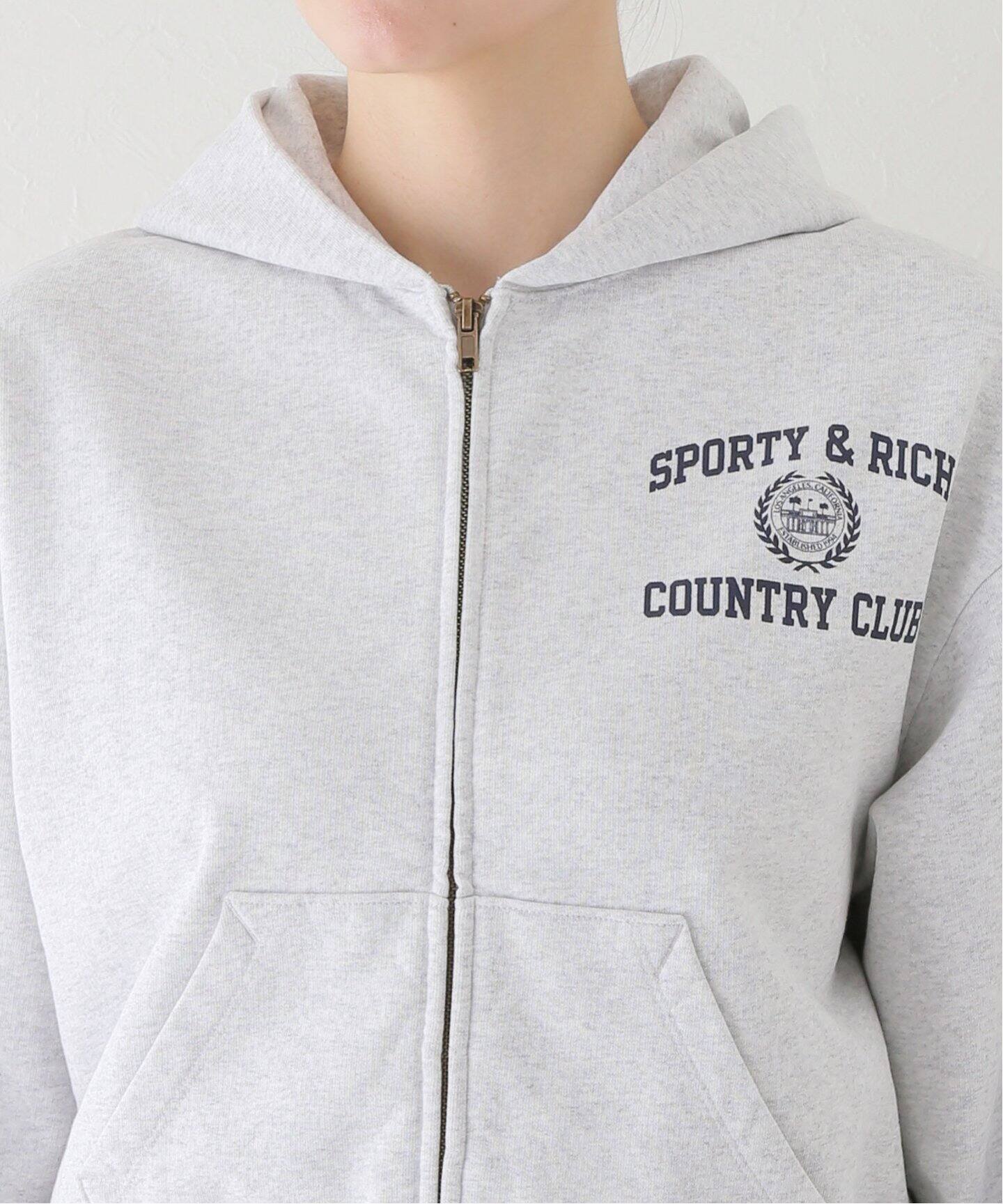 SPORTY&RICH/スポーティアンドリッチ】 Zipped Cropped Hoodie  