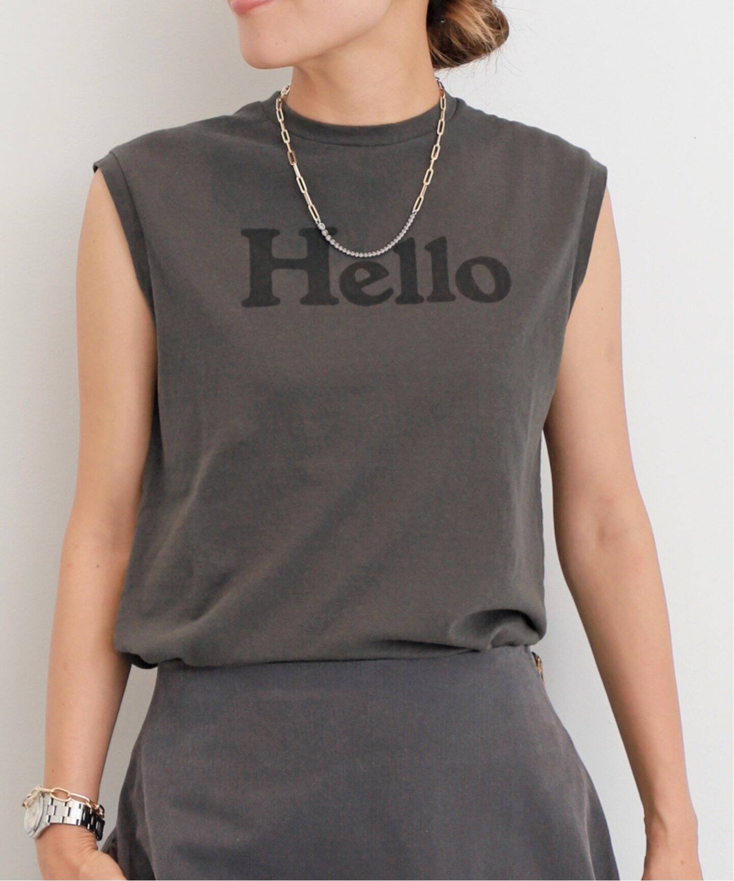 MADISON BLUE/マディソン ブルー】 HELLO NO SLEEVE TEE（Tシャツ 