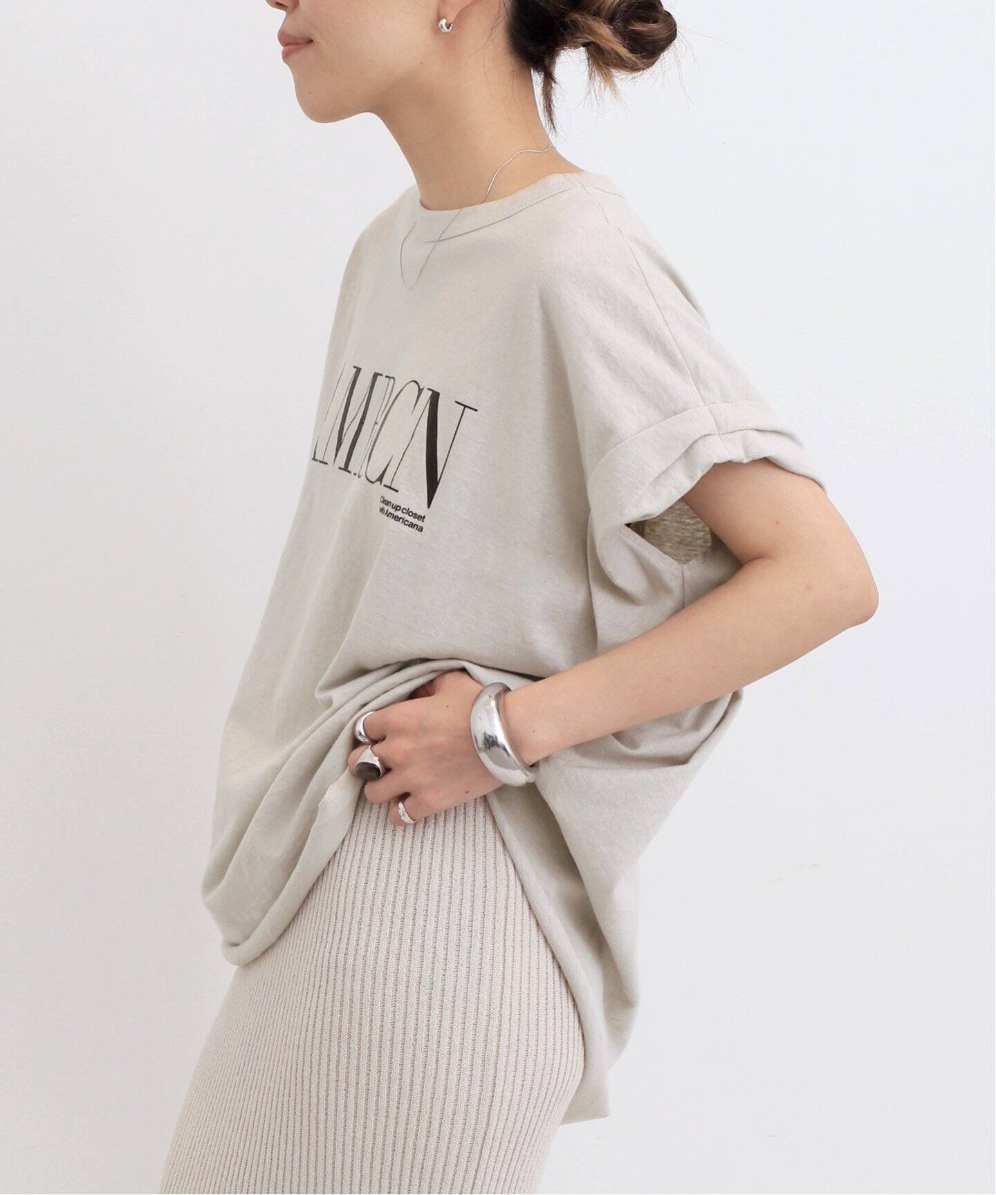 AMERICANA/アメリカーナ】 T-SHIRT（Tシャツ／カットソー）｜L  