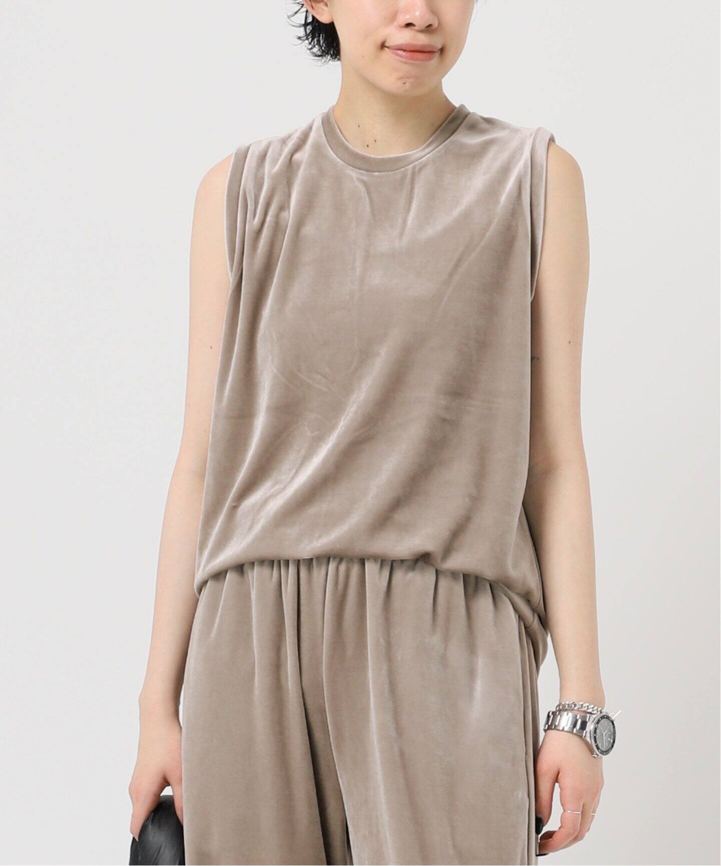 ベロアノースリーブTシャツ（Tシャツ／カットソー）｜AP STUDIO 