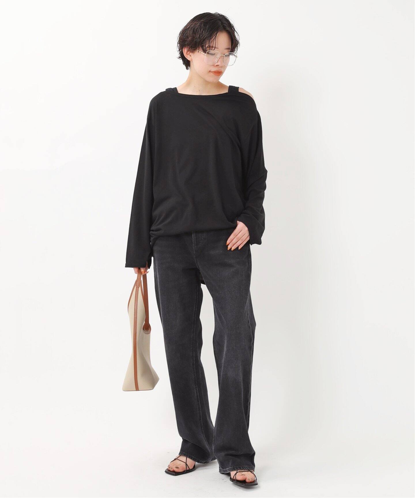 TanC TOKYO/タンクトウキョウ】アシンメトリーロングスリーブT