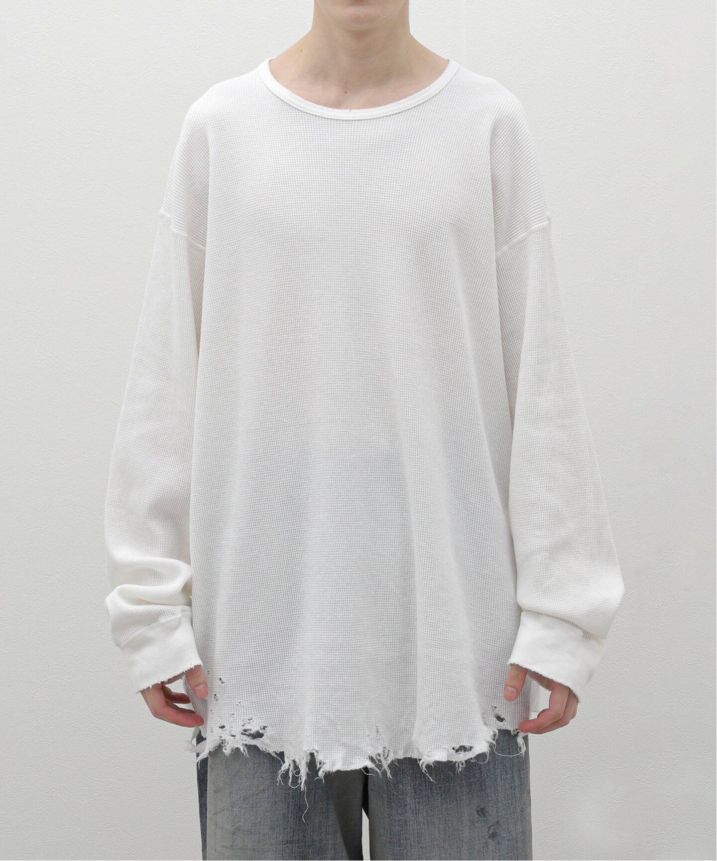 ANCELLM / アンセルム】DAMAGE WAFFLE CREW LS T-SHIRT（Tシャツ 