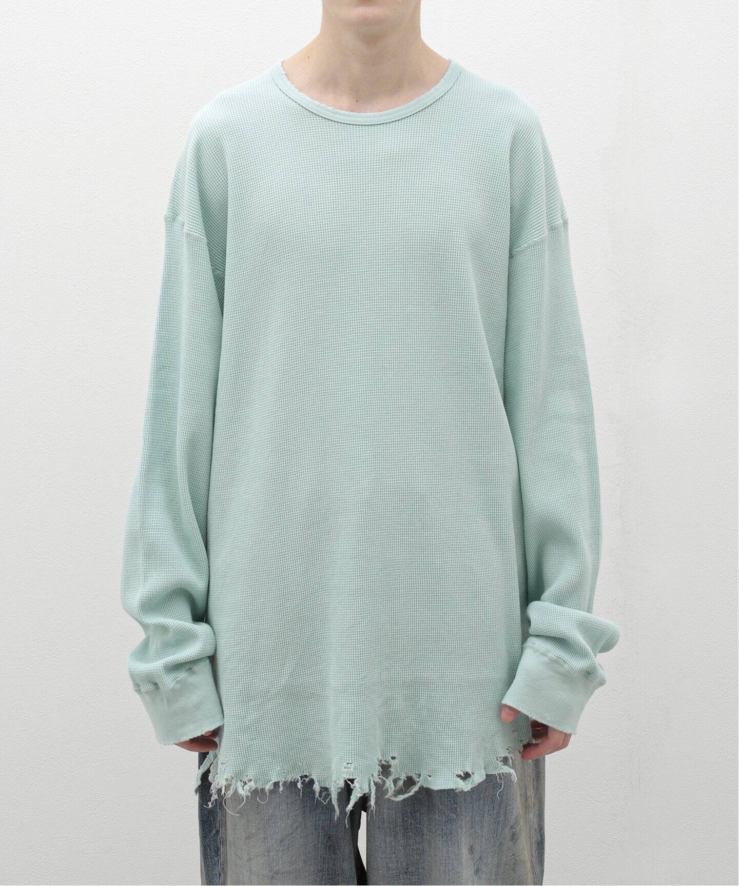 ANCELLM / アンセルム】DAMAGE WAFFLE CREW LS T-SHIRT（Tシャツ 